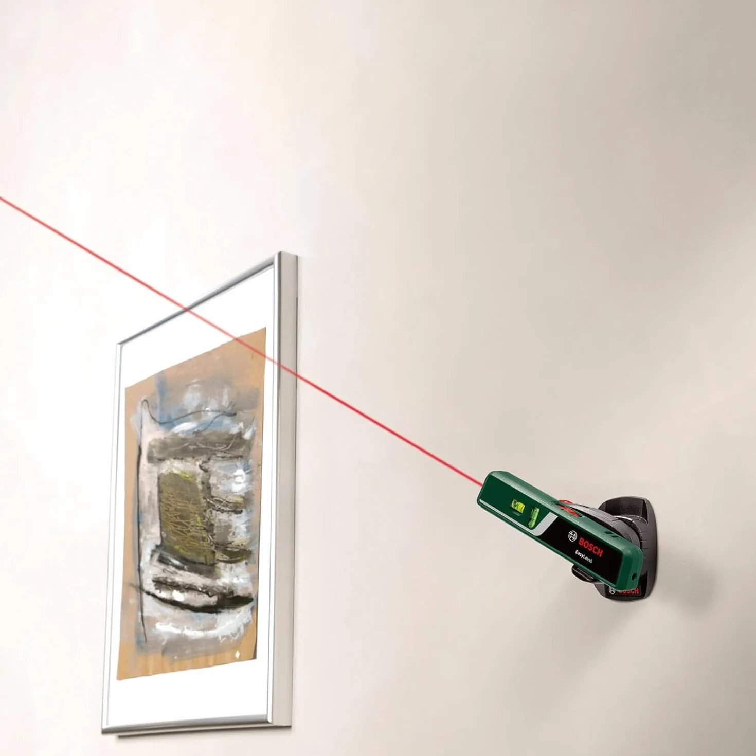 Bosch Home And Garden Poziomica Laserowa Easylevel z Uchwytem Ściennym (Linia Laserowa do Elastycznego Wyrównywania Elementów na Ścianach i Punkt Laserowy do Przenoszenia Wysokości)