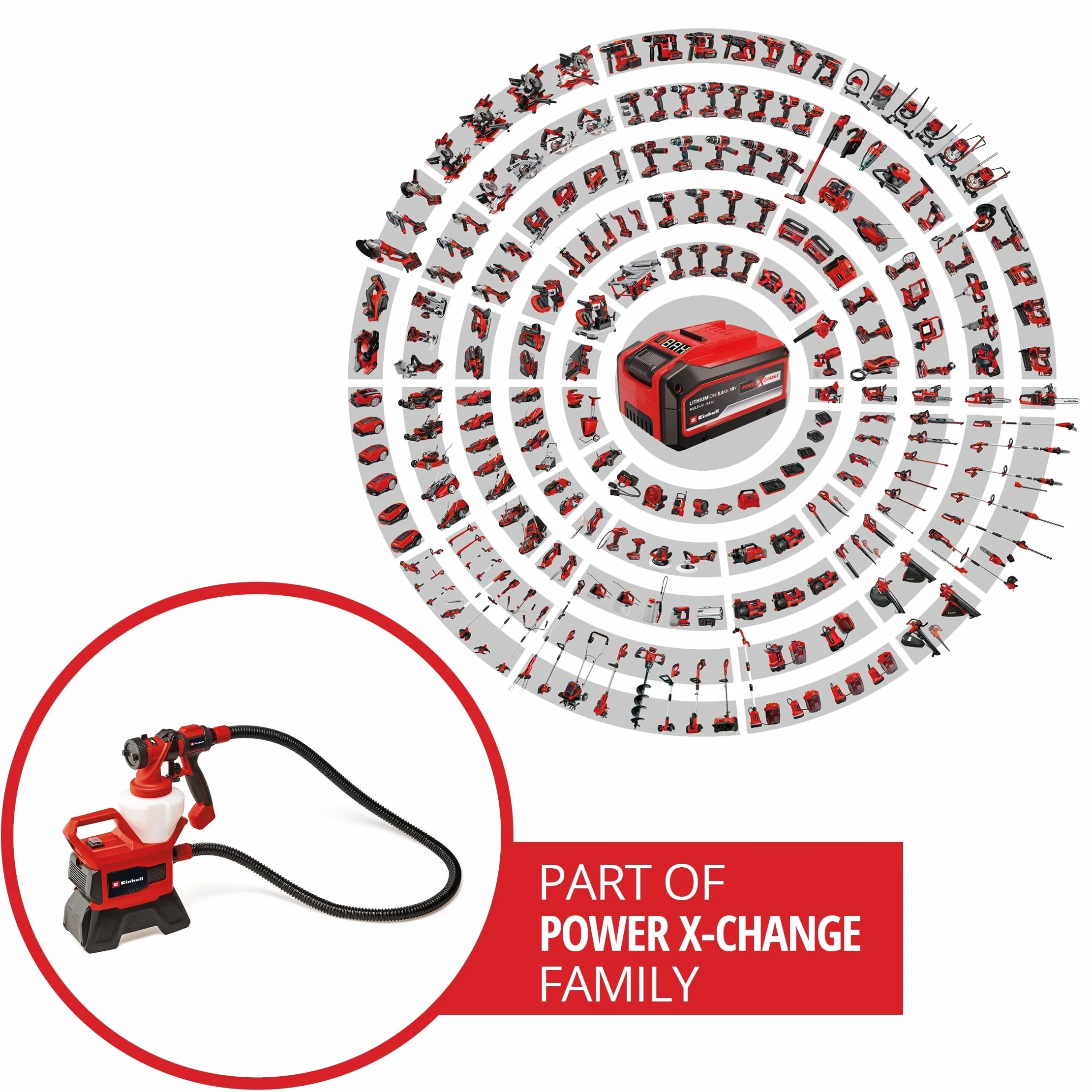 Einhell TE-SY Bezprzewodowy opryskiwacz farb 18/90 Li-Solo Power X-Change (18 V, przepływ 1000 ml/min, zbiornik 1200 ml, regulowany przepływ powietrza/ilość farby z akcesoriami, bez baterii)