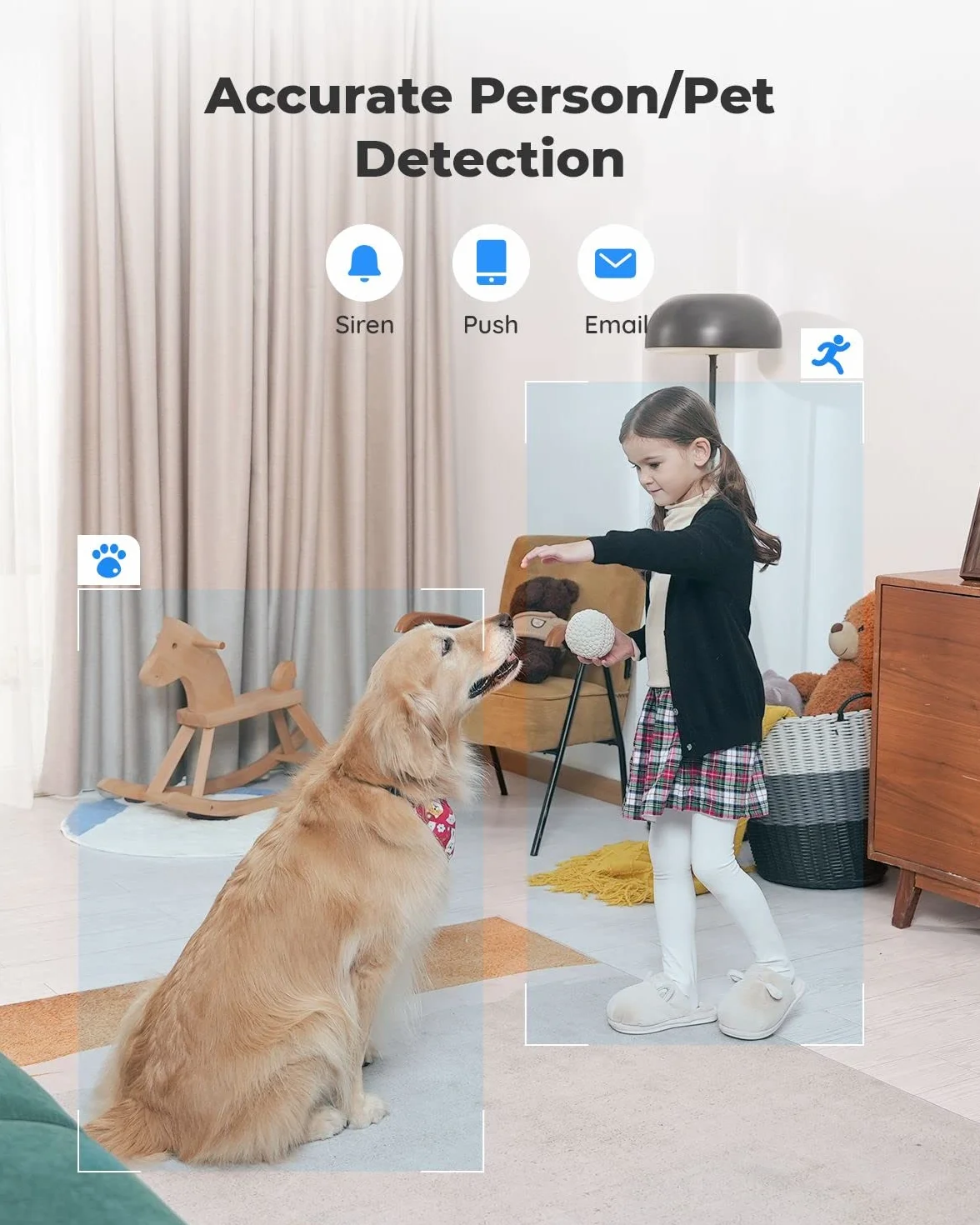 Reolink 5MP PTZ Wewnętrzna Kamera WiFi, 2.4/5 GHz, Detekcja AI Osób/Zwierząt, Auto-Śledzenie, 3X Zoom, 2-kierunkowe Audio, E1 Zoom