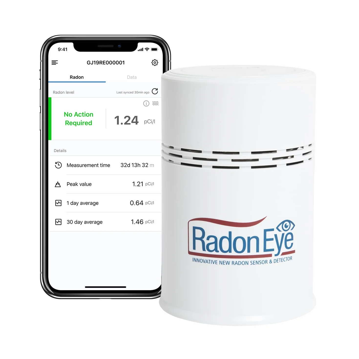Ecosense RD200 RadonEye, domowy czujnik radonu, szybkie rejestrowanie zmiennych poziomów, krótko- i długoterminowy ciągły monitoring w czasie rzeczywistym z wykresami trendów