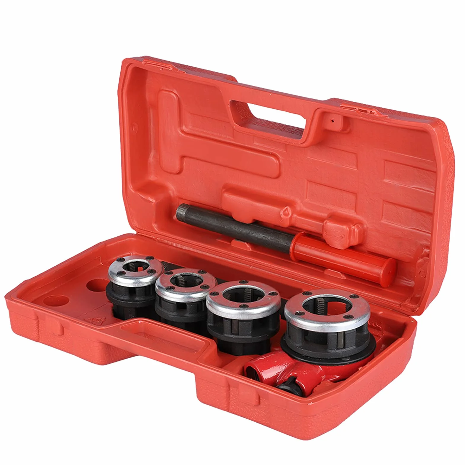 Yctze Gwintownica do Rur z grzechotką 4 Matryce Ręczne Gwintowanie Rur Hydraulicznych 1/2 "/4" 1" -/" Zestaw Narzędzi do Gwintowania z Narzędziami Przechowywania i Majsterkowaniem/Elektryka i