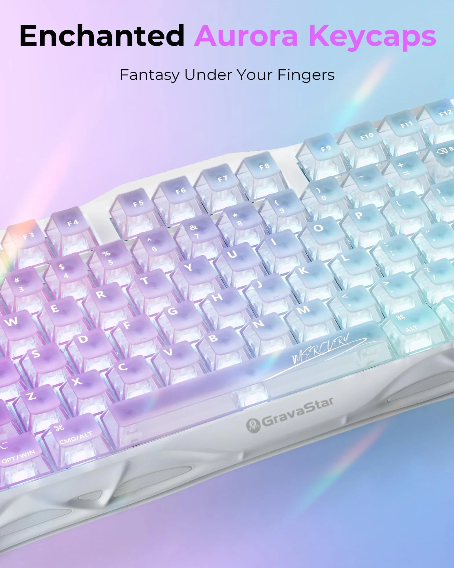 GravaStar Mercury K1 Lite 75% klawiatura gamingowa, trójmodowa bezprzewodowa (2,4 GHz/Bluetooth/kabel), mechaniczna klawiatura Hot Swap Gasket, wstępnie naoliwiony przełącznik liniowy, oświetlenie RGB
