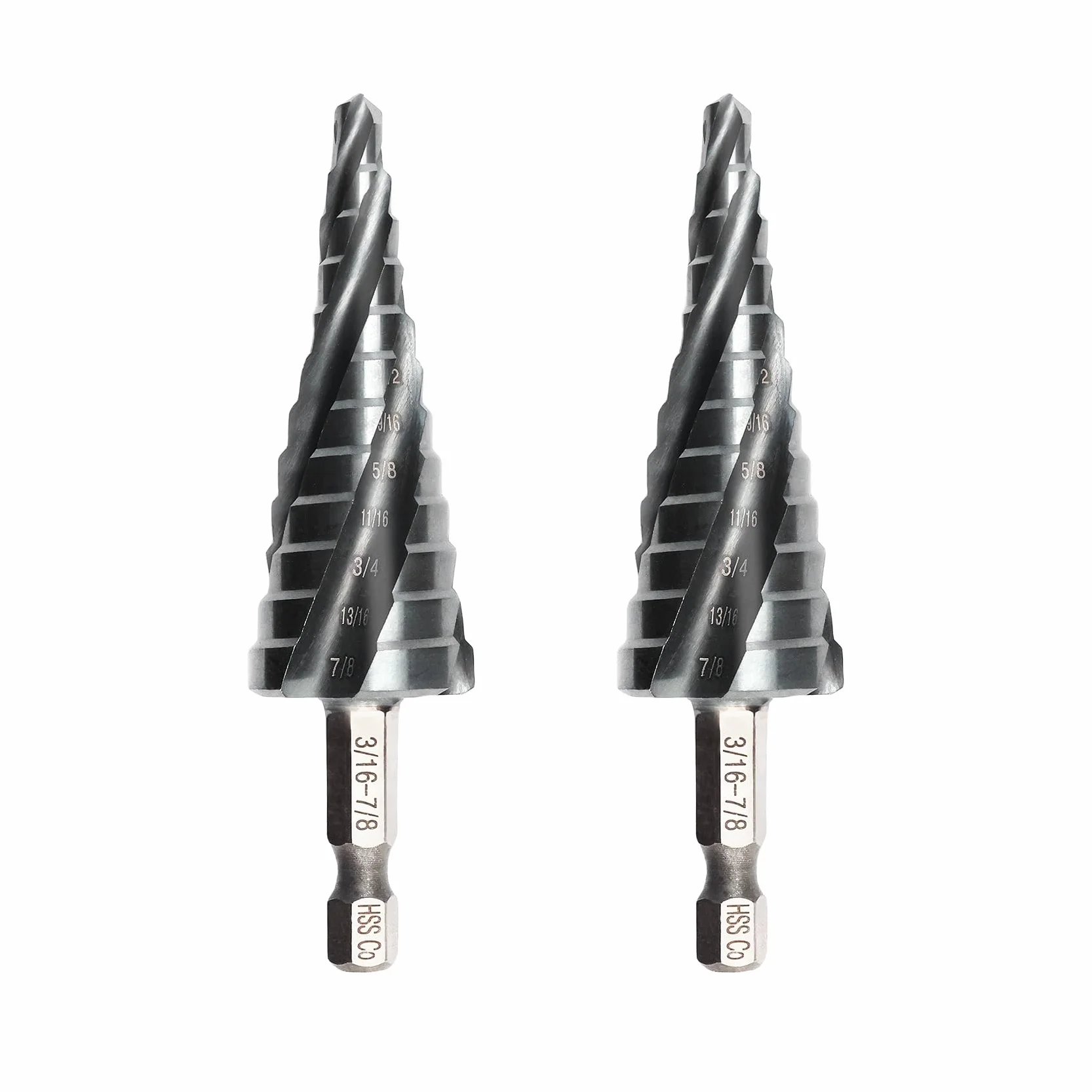 Wiertła stopniowe M35-2 szt. 3/16 "-7/8" cztery spiralne wiertło kobaltowe 1/4" uchwyt szybkotnący/trzonek sześciokątny wiertła stożkowe do metalu aluminium stal nierdzewna drewno tworzywo