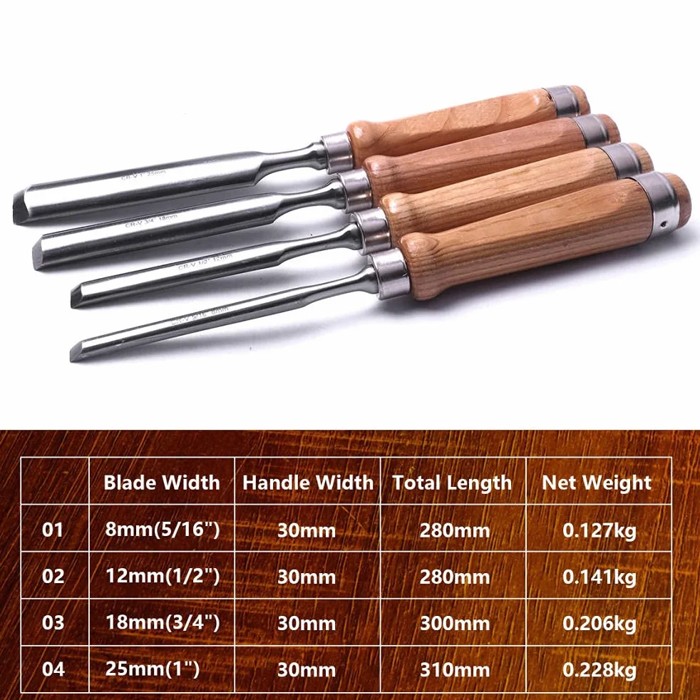 Narzędzia Rzeźbiarskie Dłuta Do Drewna Narzędzia Rzeźbiarskie Dłuto Carpenter Chrome Vanad Stal Halfound Dorningworking Ustaw Drewno Carving Dłuk Guge Tool Dłuta-18Mm.