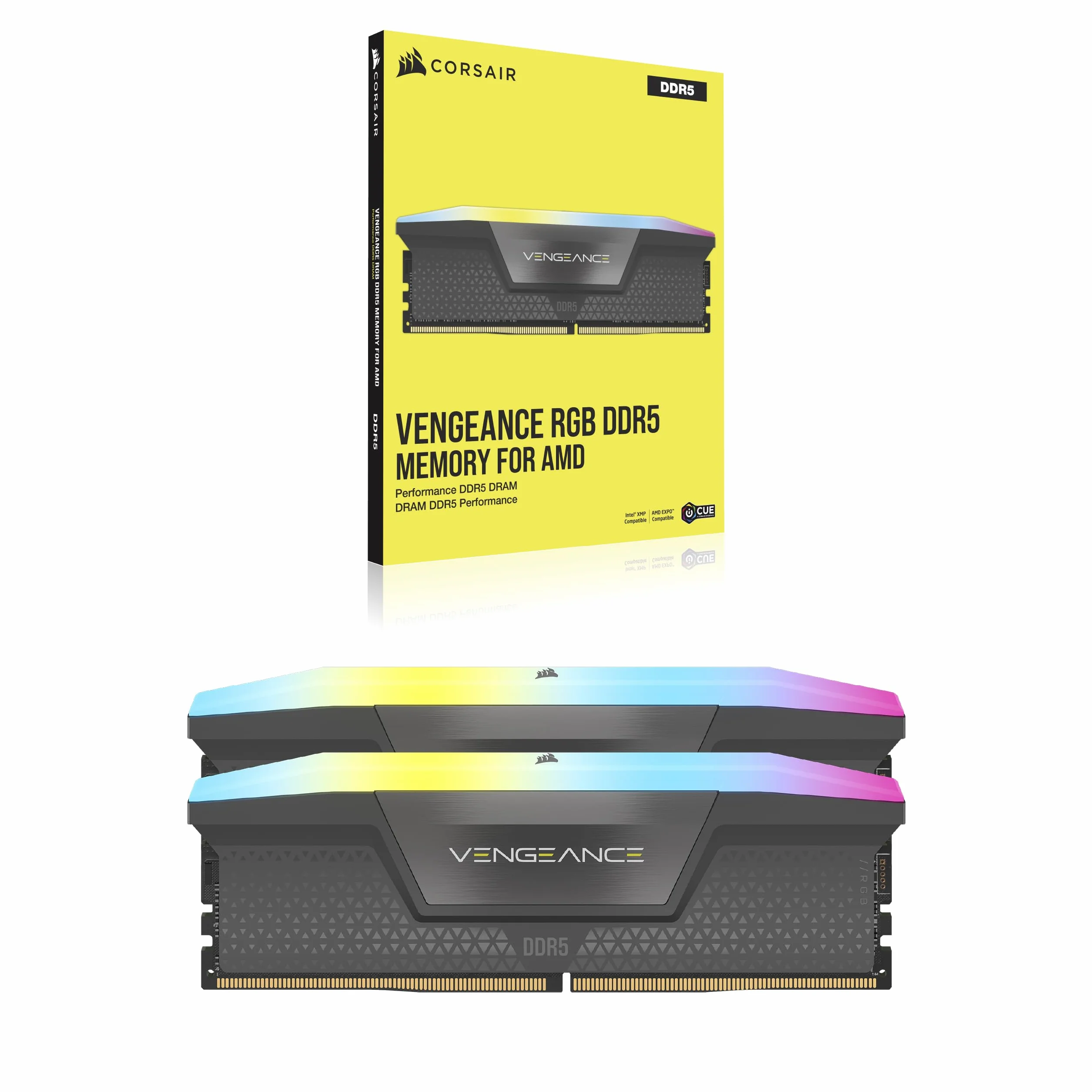 CORSAIR VENGEANCE RGB DDR5 RAM 96 GB 6000 MHz CL36 AMD EXPO Intel XMP 3.0 Szary