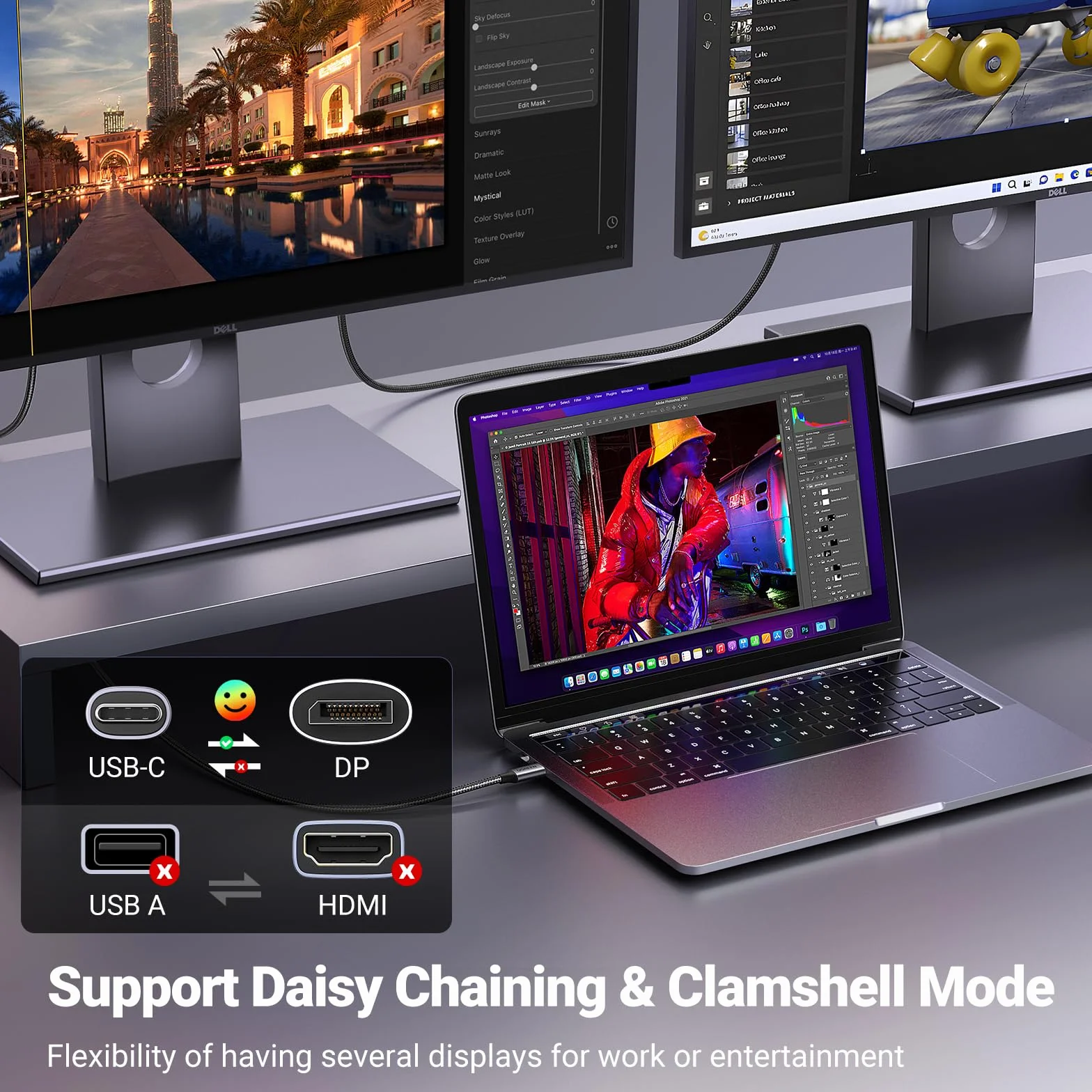 UGREEN USB C do DisplayPort 1.4 Kabel 8K 60Hz 4K 240Hz HDR VRR Thunderbolt 4 DP1.4 3M