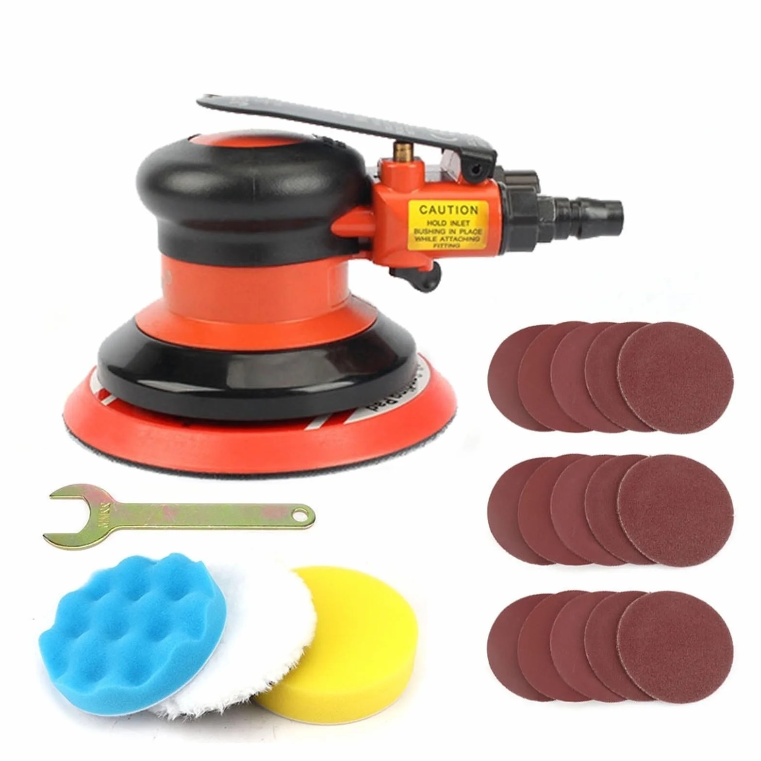 Szlifierka stołowa, 5 Cal pneumatyczna szlifierka pneumatyczna polerka 125MM polerowanie losowa orbitalna szlifierka do dłoni do pielęgnacji lakieru samochodowego usuwanie rdzy(Air Sander Set)