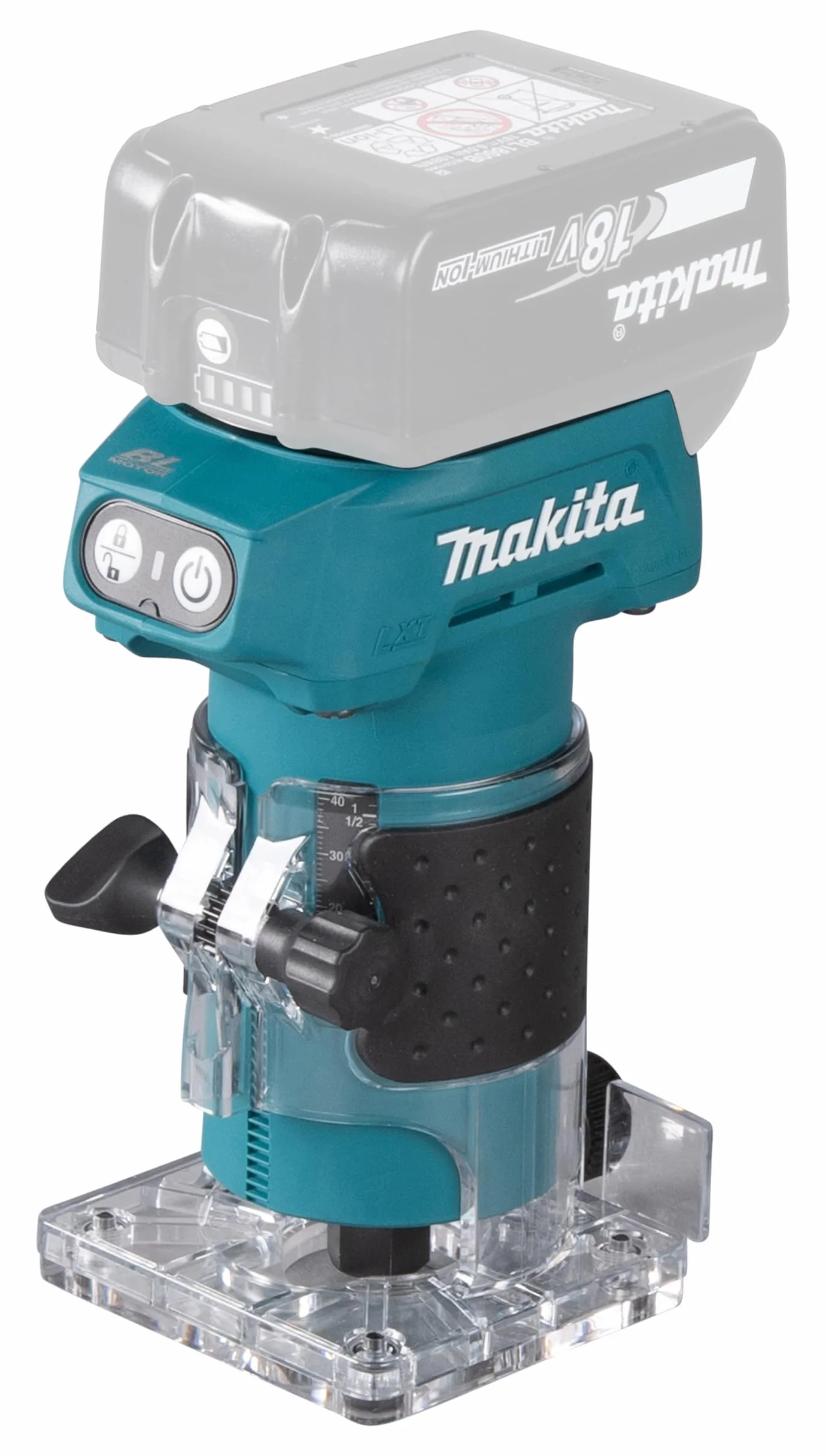 Makita DRT52Z 18V Li-ion LXT bezszczotkowy router/trymer, baterie i ładowarka nie są dołączone