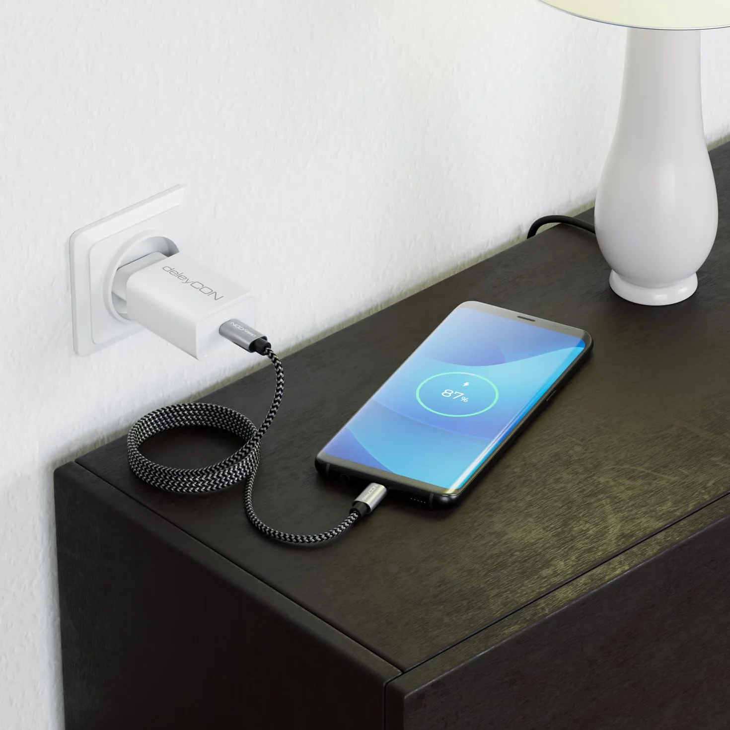 deleyCON 2m Kabel USB-C do Micro USB ładowanie danych czarny