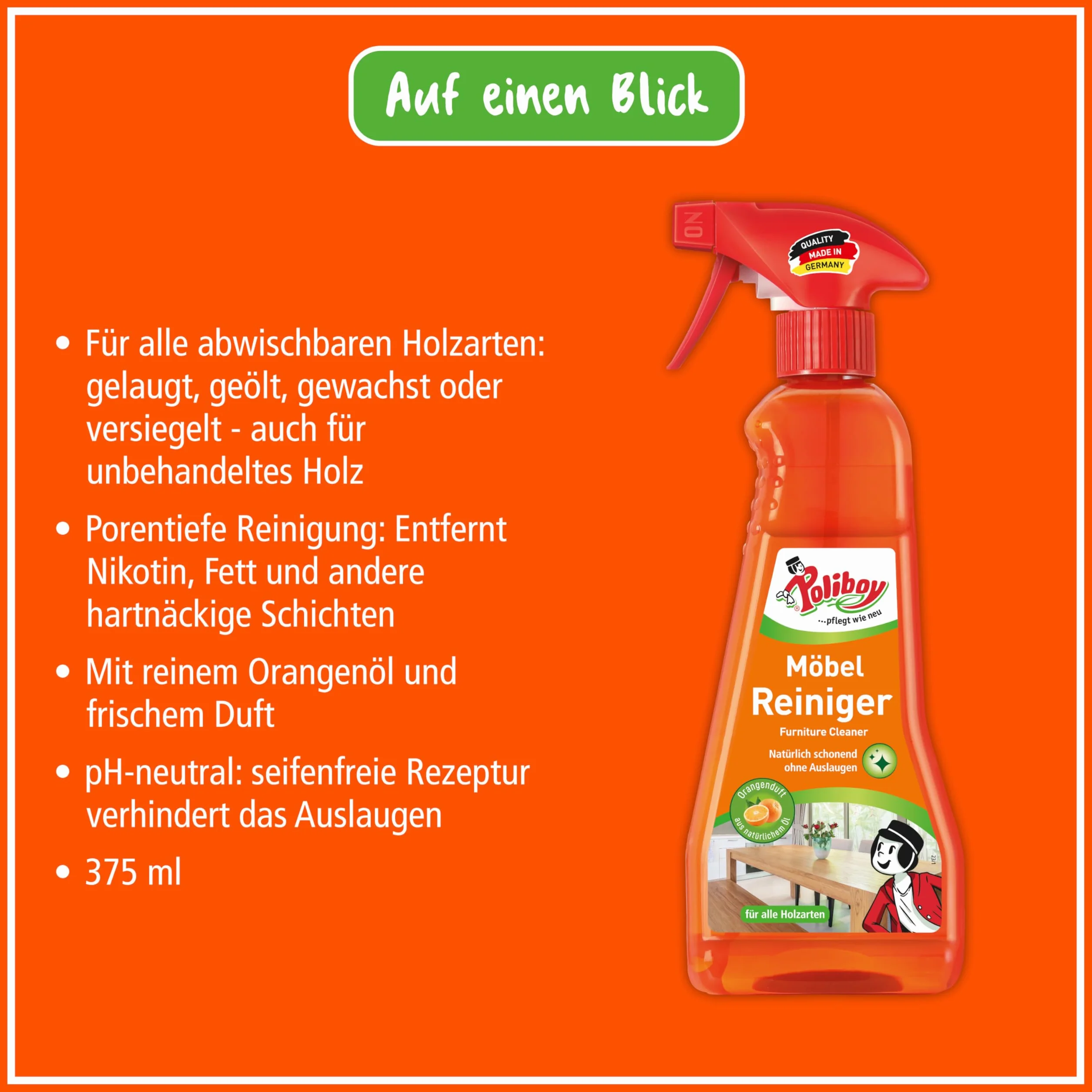 Poliboy środek do czyszczenia mebli do różnych tapicerek i powierzchni, made in Germany 375 ml