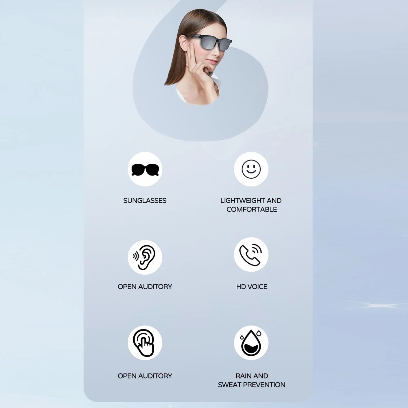 VBESTLIFE AI Inteligentne Okulary Bluetooth Tłumaczenie w Czasie Rzeczywistym 144 Języki