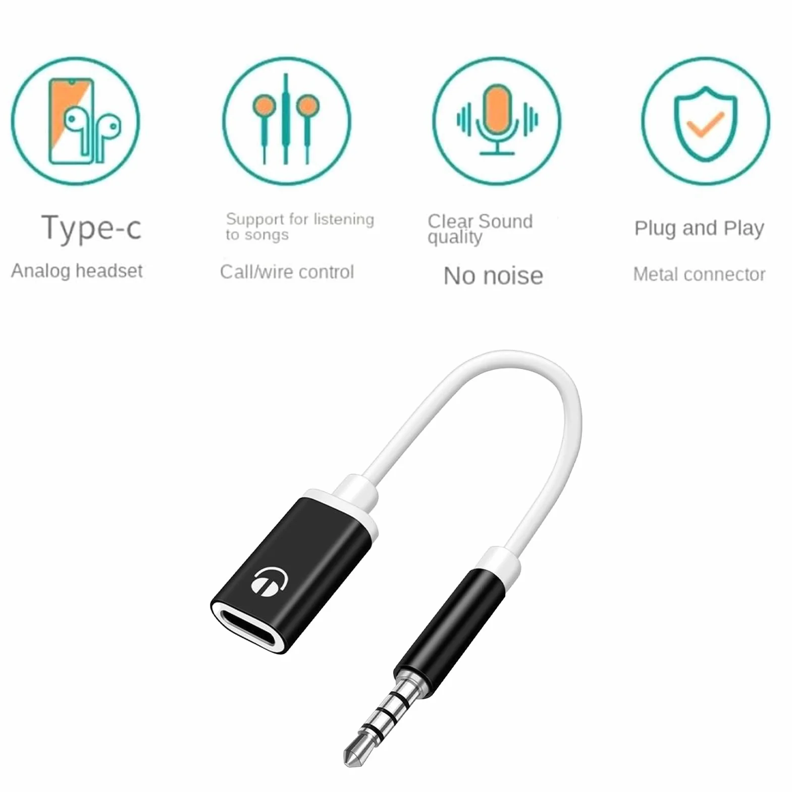 Adapter jack typu C na 3,5 mm, kabel audio, konwerter dźwięku