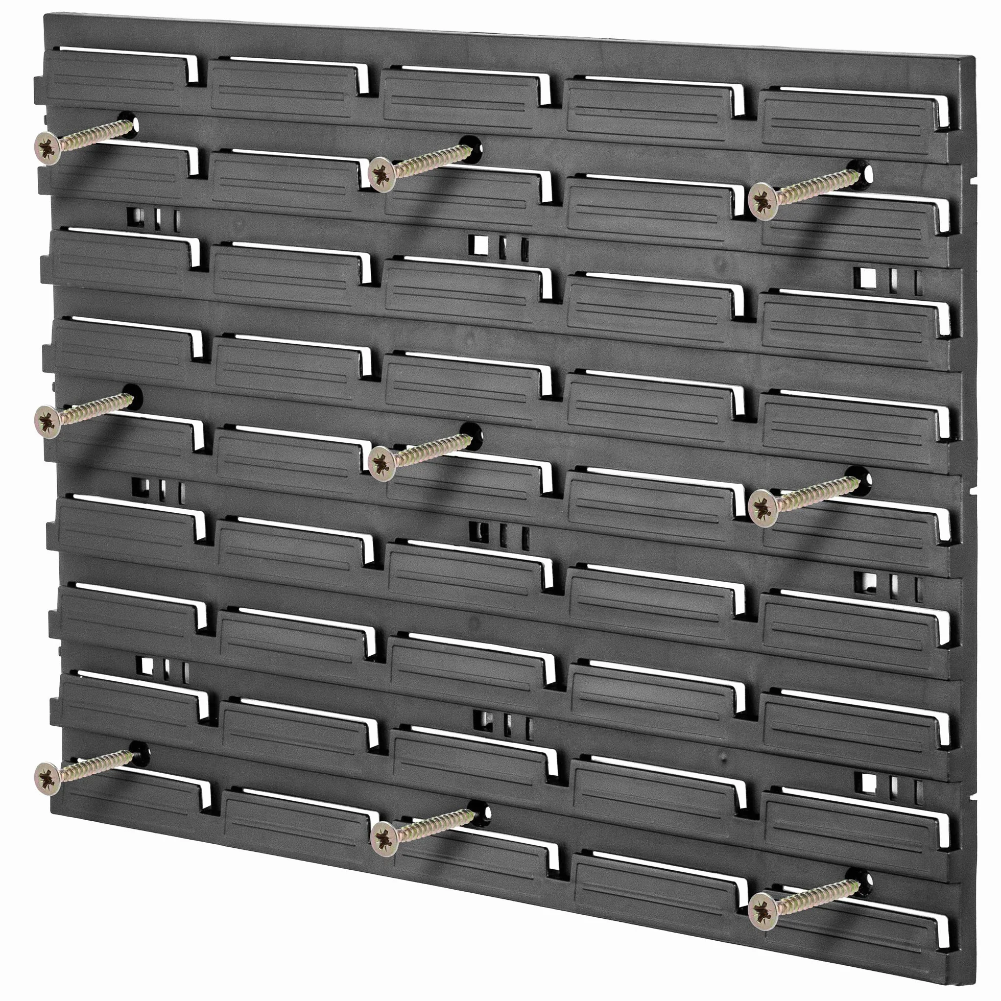 KADAX Regał ścienny warsztatowy, 116 x 78 cm, system przechowywania z wytrzymałego tworzywa sztucznego, odporny na promieniowanie UV, regał warsztatowy, rozszerzalne płyty ścienne, regał do garażu, (czerwony i czarny, 81 elementów)