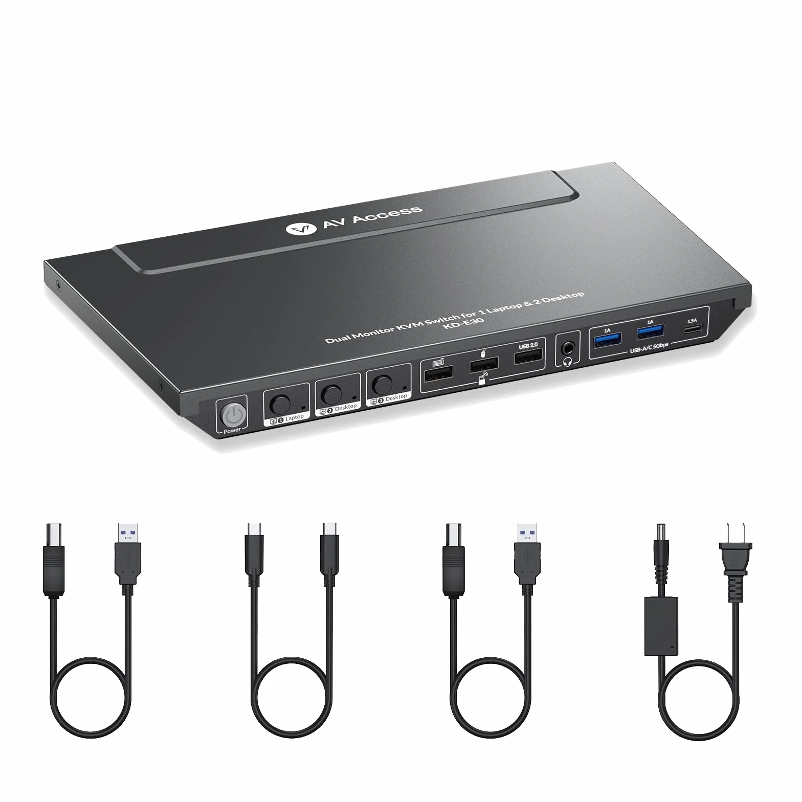 AV Access Docking Station KVM Switch 2 Monitors 3 Computers Dual 4K@60Hz 100W USB C Charging 1G Ethernet