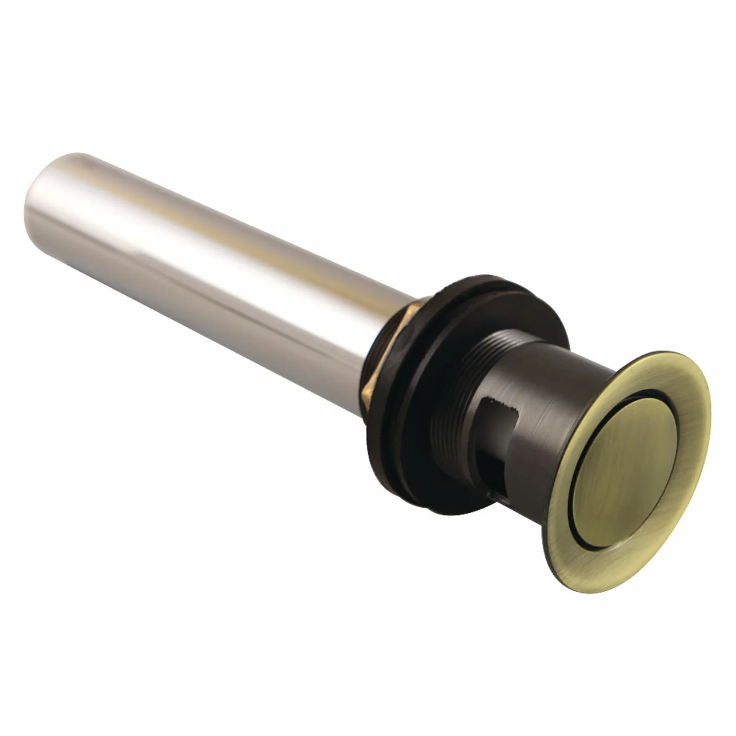 Kingston Brass KB8103 dopasowany odpływ push pop-up z przelewem, antyczny mosiądz