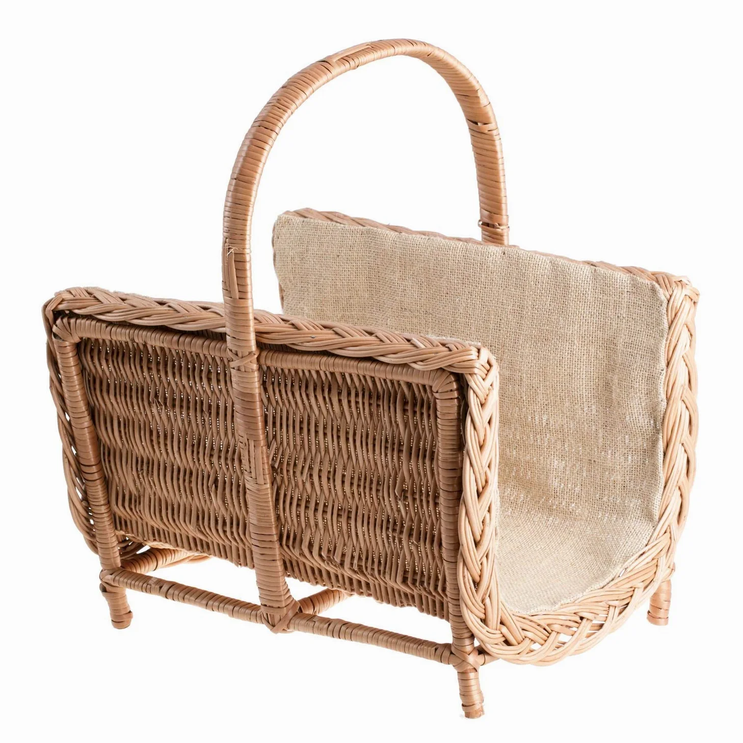 e-wicker24 Wiklinowy kosz kominkowy w naturalnym kolorze, wiklinowy kosz kominkowy na drewno kominkowe, kosz wiklinowy