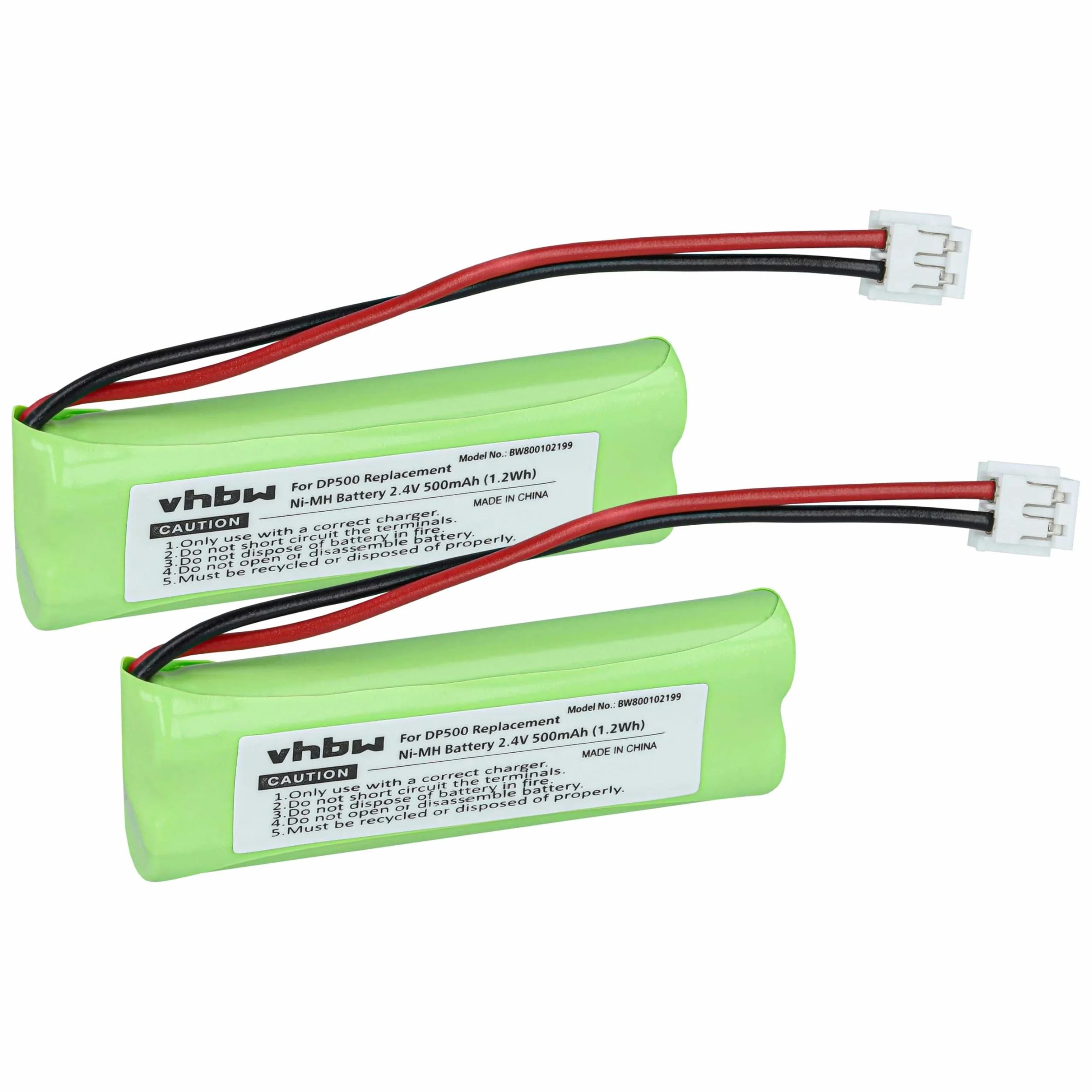 vhbw 2 x akumulator Ni-MH 500 mAh (2,4 V) kompatybilny z telefonem stacjonarnym Medion MD83242, MD83282 zastępuje VT50AAAALH2BMJZ, GP1010, GPHC05RN01.