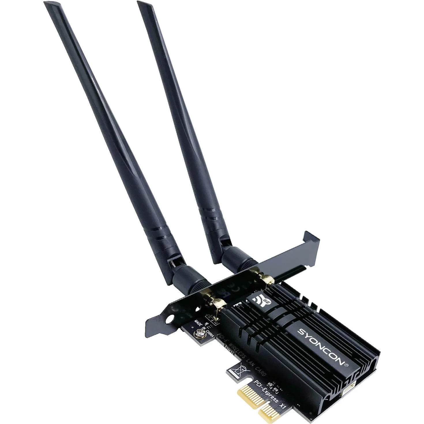 AXE5400 WiFi 6E PCIe Karta WiFi Chipset Intel AX210 z Bluetooth 5.3 Tri-Band (6GHz/2402Mb/s, 5GHz/2402Mb/s, 2,4GHz/574Mb/s) Karta sieciowa PCI Express Stosuje się do PC Windows 10/11(czarna)