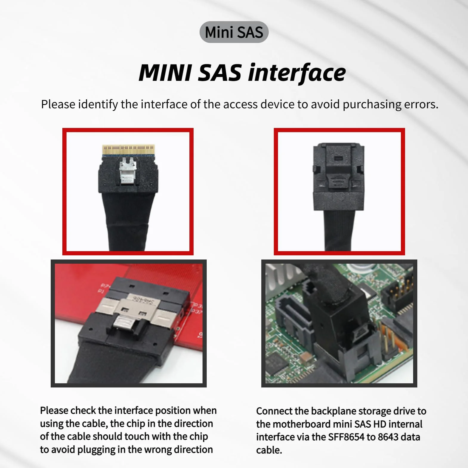 Mini SAS Kabel Serwerowy SFF 8654 8i do SFF 8643 - Połączeniowy Karty Macierzy SAS Serwera 12 Gb/s Złącze Kontrolera Hosta