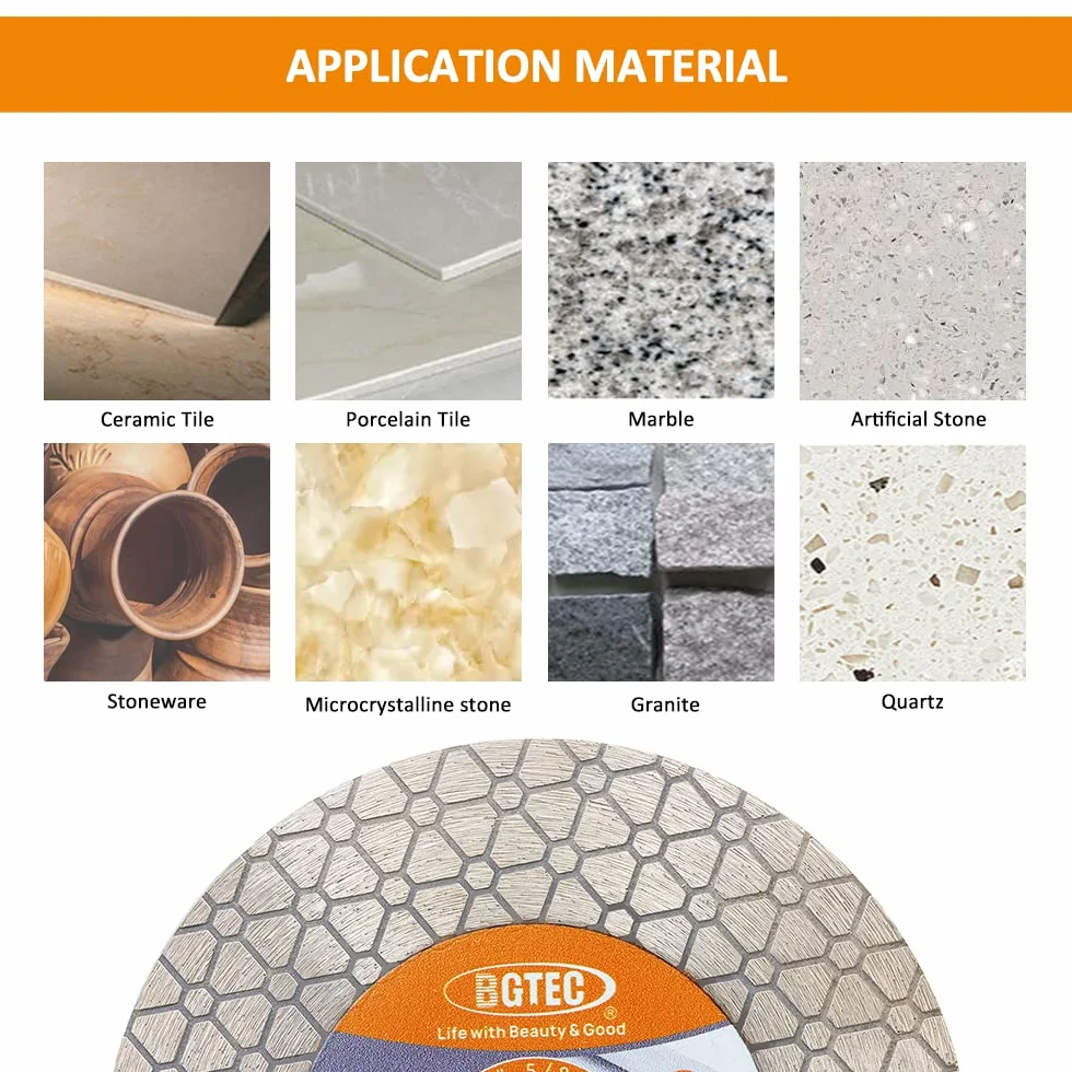 BGTEC Diamentowe brzeszczoty do pił - 115 mm koło tnące do płytek ceramicznych, płytek porcelanowych, marmuru, sztucznego kamienia, trójkąta dwustronnego, 3 szt