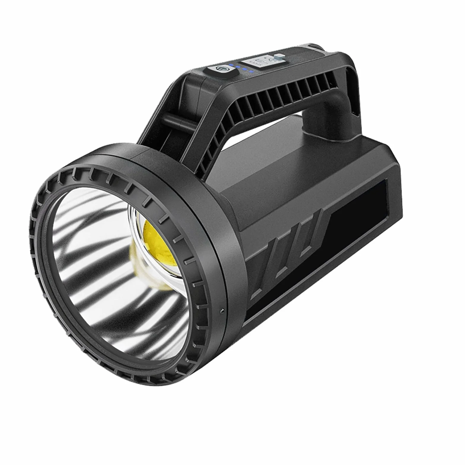 ERAY Latarka LED, ładowalna z bocznym reflektorem, 7 trybów, wyjście USB, 600 lm, przenośne, wielofunkcyjne światło ręczne, wodoodporny reflektor punktowy do domu, na kemping, w sytuacjach awaryjnych