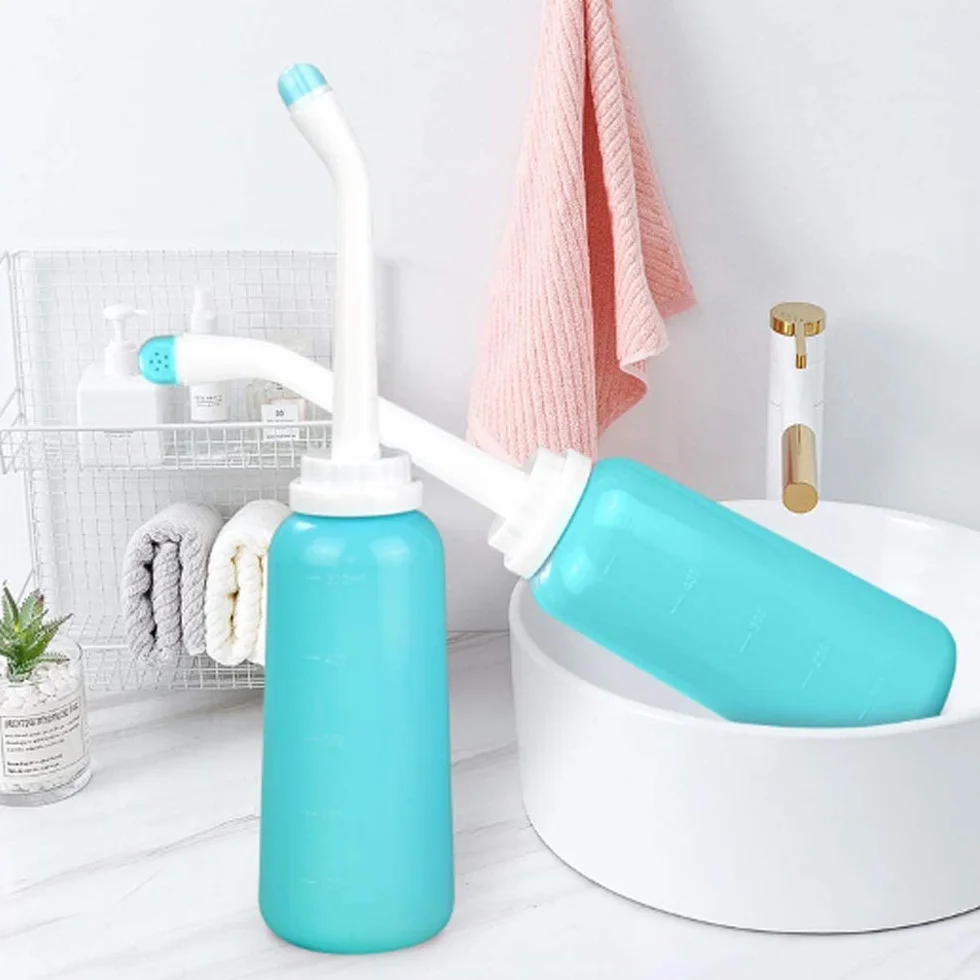 CROING Opakowanie 2-500 ml bidetu podróżnego na niezbędne artykuły poporodowe - butelka do spłukiwania do góry nogami - przenośny bidet (zielony)