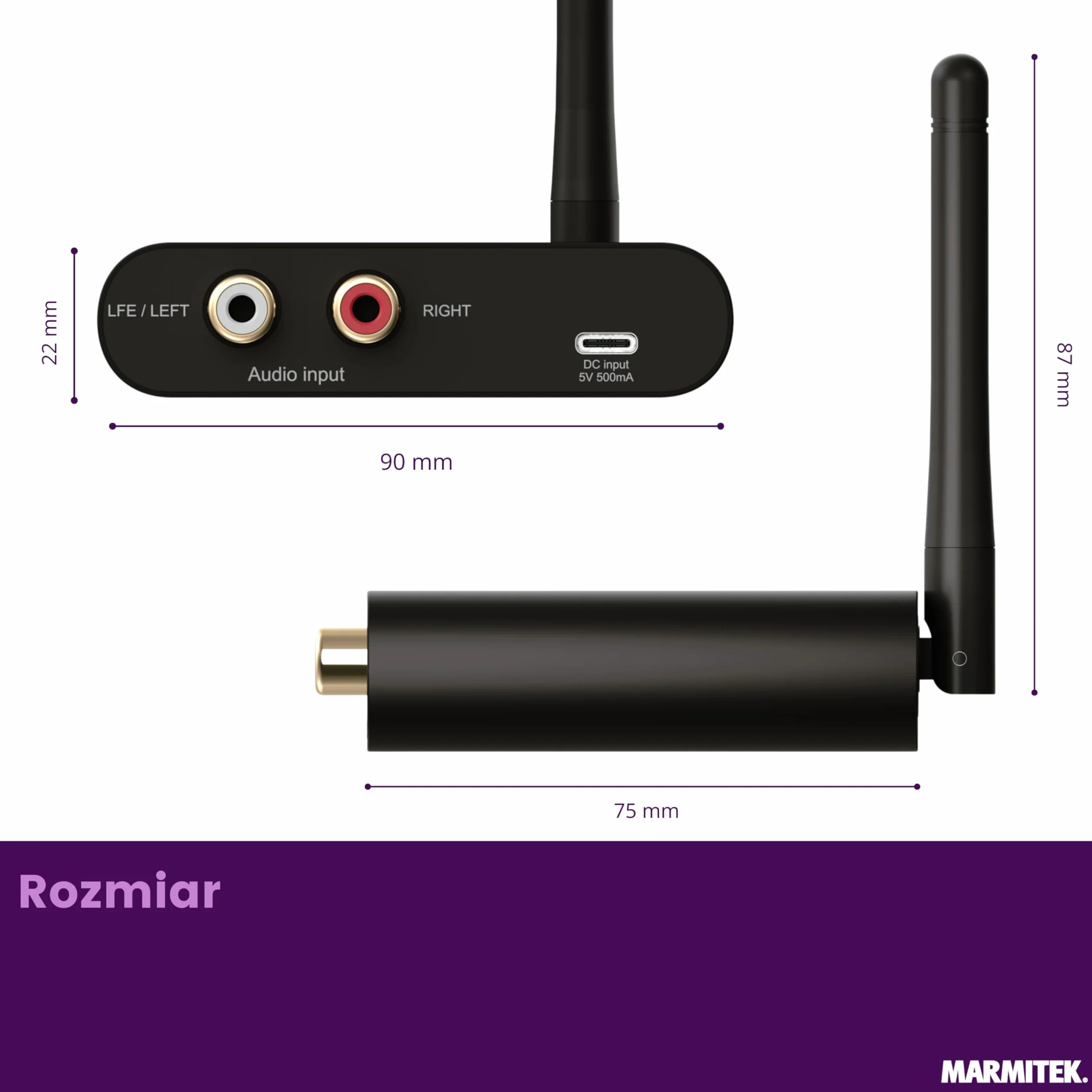 Bezprzewodowy zestaw do subwoofera Marmitek WS400 - Bas bez kabli - Cyfrowa transmisja 2,4 GHz RCA/LFE nadajnik odbiornik - Niska latencja - kino domowe | Bezprzewodowy aktywny subwoofer – podłączenie przez LFE lub RCA, Plug & Play, transmisja bez zakłóce