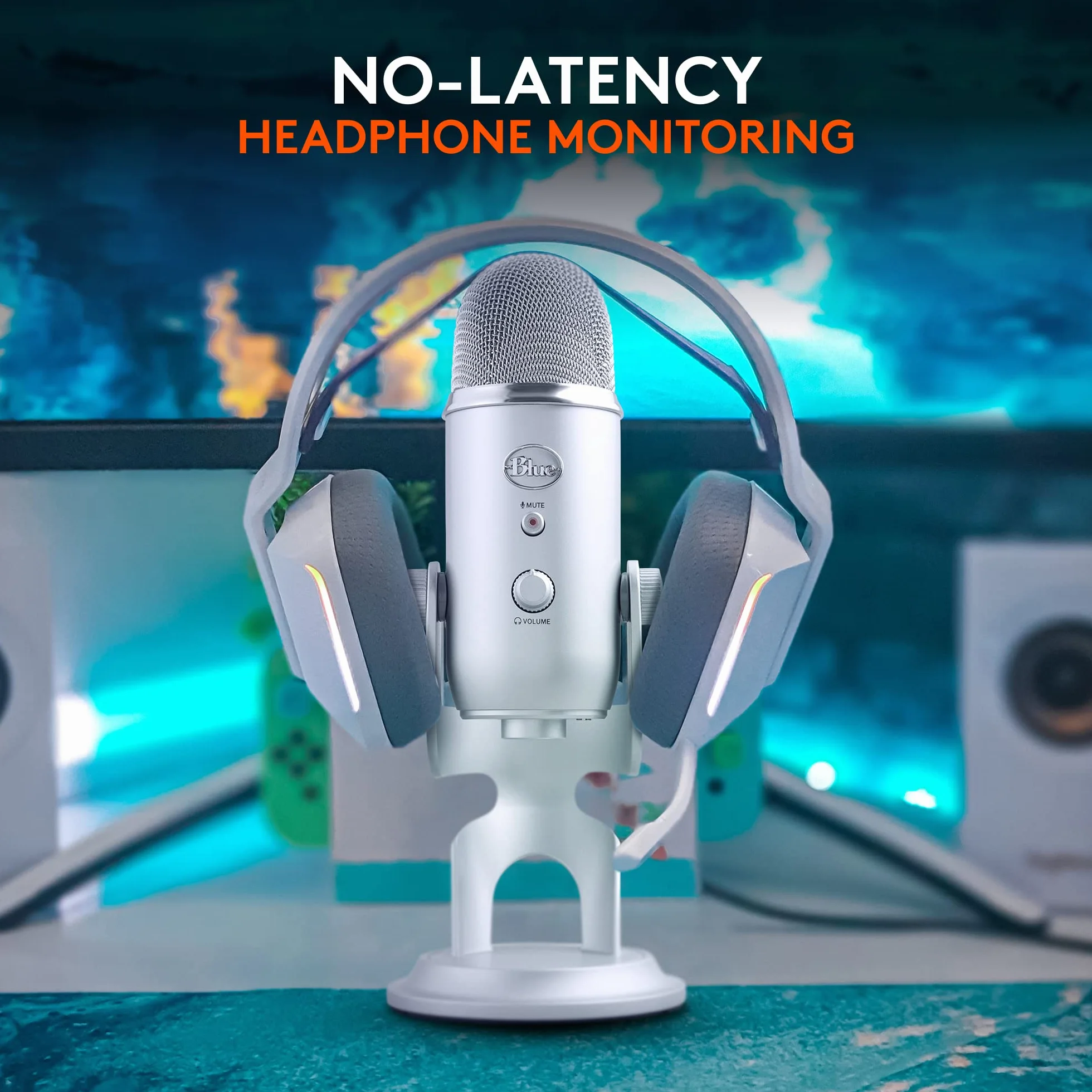 Blue Yeti Mikrofon USB do PC, Mac, Gaming, Streaming, Podkasty, Mikrofon Kondensacyjny do Studio i Komputera, Blue VO!CE, 4 Sposoby Wychwytywania Dźwięku, Plug and Play - Srebro