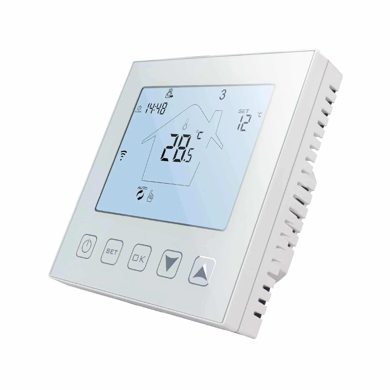 KETOTEK Termostat WiFi Elektryczne Ogrzewanie Podłogowe Alexa/Google Assistant zgodny 230V z sondą, Inteligentny Termostat Pokojowy do Podłogi Biały Tuya/Smart Life App Kontrola