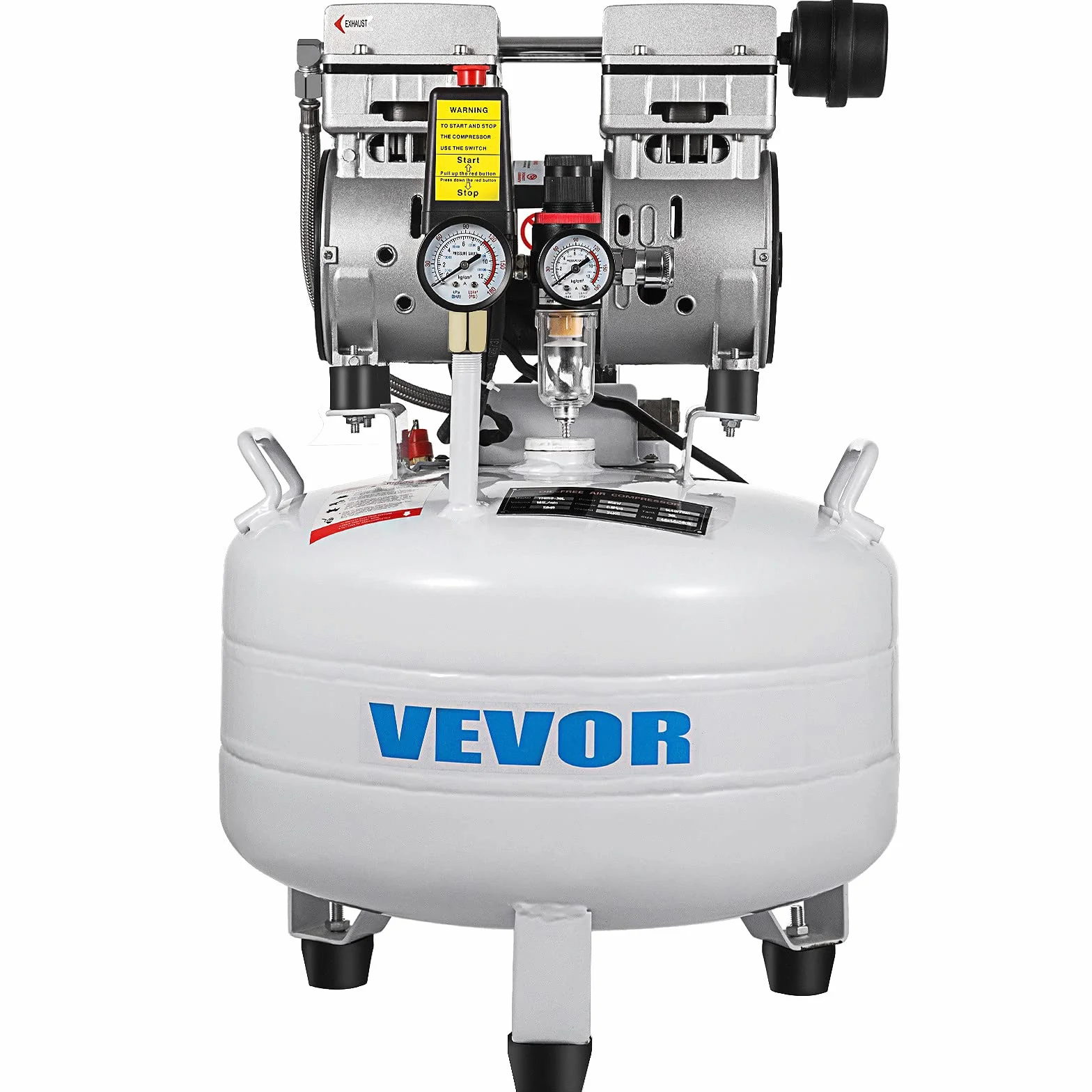 VEVOR Bezolejowa Sprężarka Powietrza 30L, 850W 1,1HP - Pionowa Sprężarka 165L/min, Narzędzie Warsztatowe do Naprawy Domu, Pompowanie Opon
