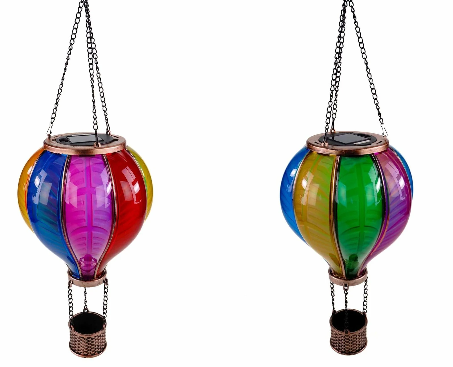 formano Zestaw 2 szt. zawieszek na balon solarny z efektem płomienia 20 x 36 cm akryl metal kolorowy I dekoracja ogrodowa lampa solarna przezroczyste oświetlenie ogrodowe dekoracja zewnętrzna figurka
