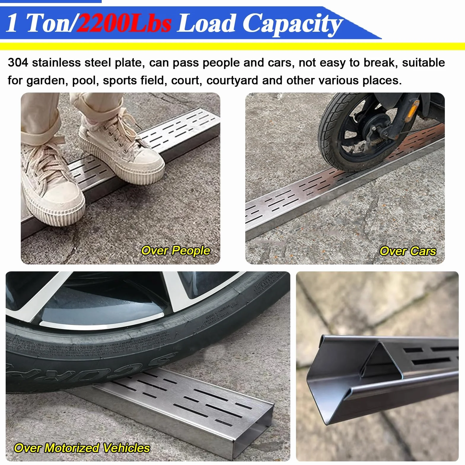 Filtry odpływowe ze stali nierdzewnej, 3,5 cm, wąski, niskoprofilowy, łączony, na patio, garaż, podjazd, do ogrodu, na deszczówkę, 304 (2 sztuki, szer. 5 x wys. 3 x dł. 100 cm)