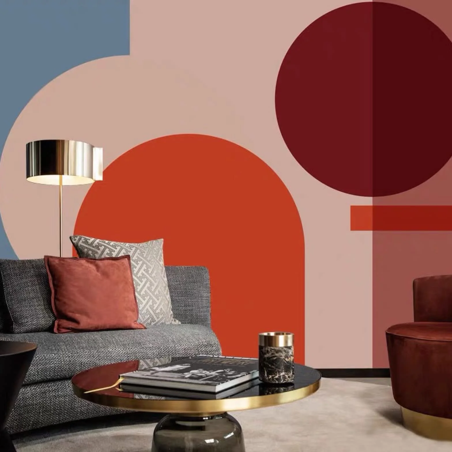 Kolorowe geometryczne kształty nowoczesna tapeta Bauhaus mural na sofę tło sztuka dekracja 3D geometryczna tapeta - 350 x 245 cm