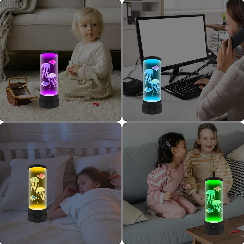 Meduza lampa lawa LED, cichy nastrój na biurko, meduza, oświetlenie akwarium, 16 zmieniających się kolorów, pilot zdalnego sterowania, elektryczna lampa meduzy do dekoracji domu i prezenty