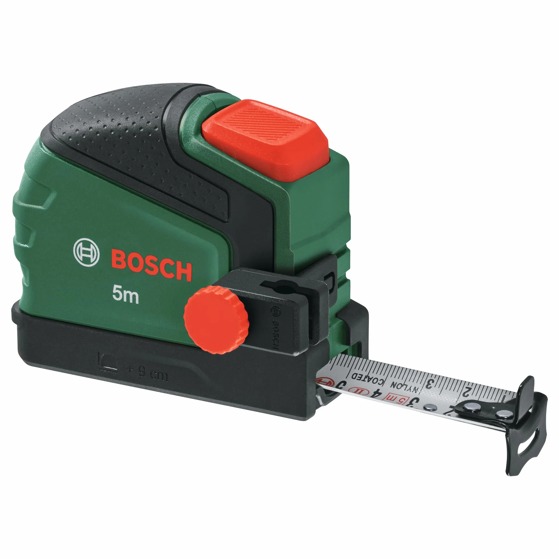Bosch Taśma miernicza 5 m z uchwytem do ołówka (autom. blokada, powłoka nylonowa, szer. 22 mm, wysuw 2 m, skala metryczna, dwukierunkowy haczyk, metalowy zaczep do paska, miękka okładzina Softgrip)
