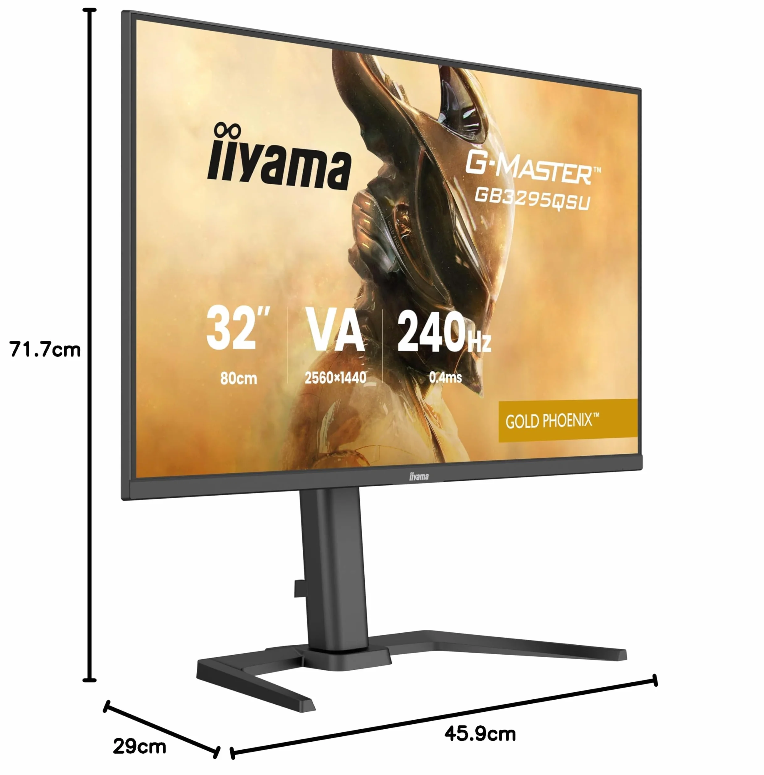 iiyama G-Master GB3295QSU-B1 81.3 cm 240Hz QH, 0,4 ms, AMD FreeSync Premium, 2 x HDMI 2.1,1 x DisplayPort, 4 x koncentrator USB, regulacja wysokości