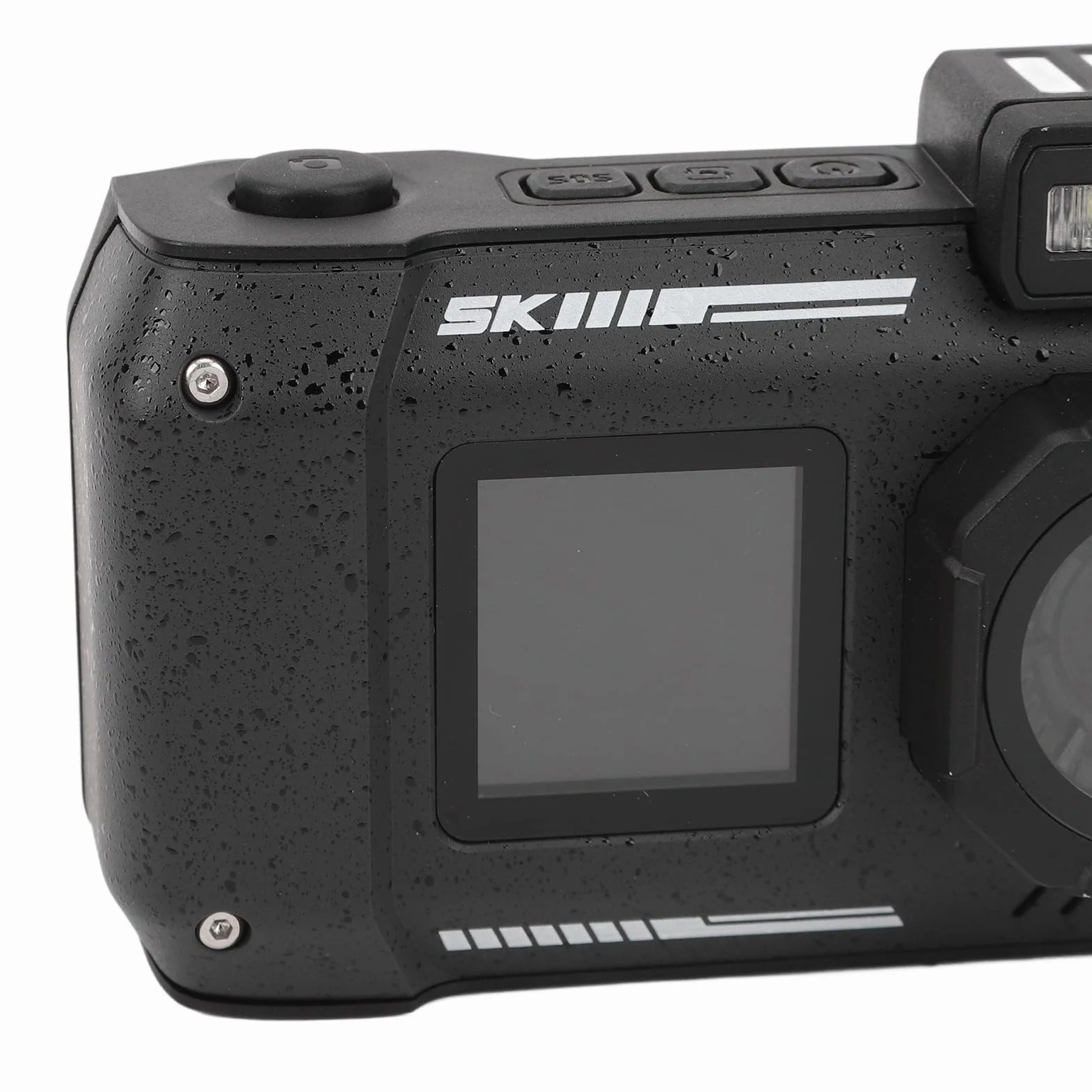 Wodoodporna Kamera, Podwodna Kamera z Podwójnym Ekranem, 10-krotny Zoom Optyczny 4K 65MP do Nurkowania (BLACK)