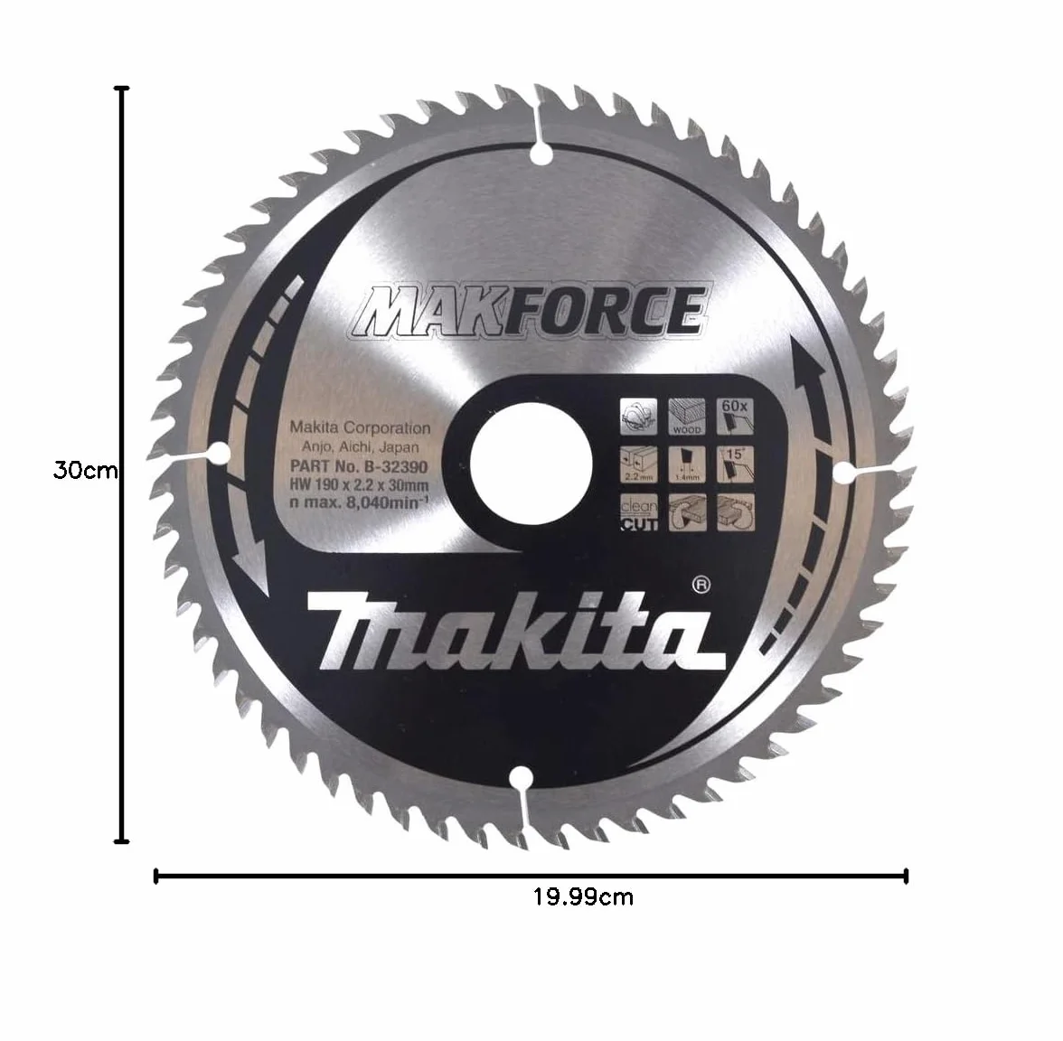 Makita B-32390 MAKFORCE brzeszczot 190 x 30 x 60Z, 190 mm x 30 mm