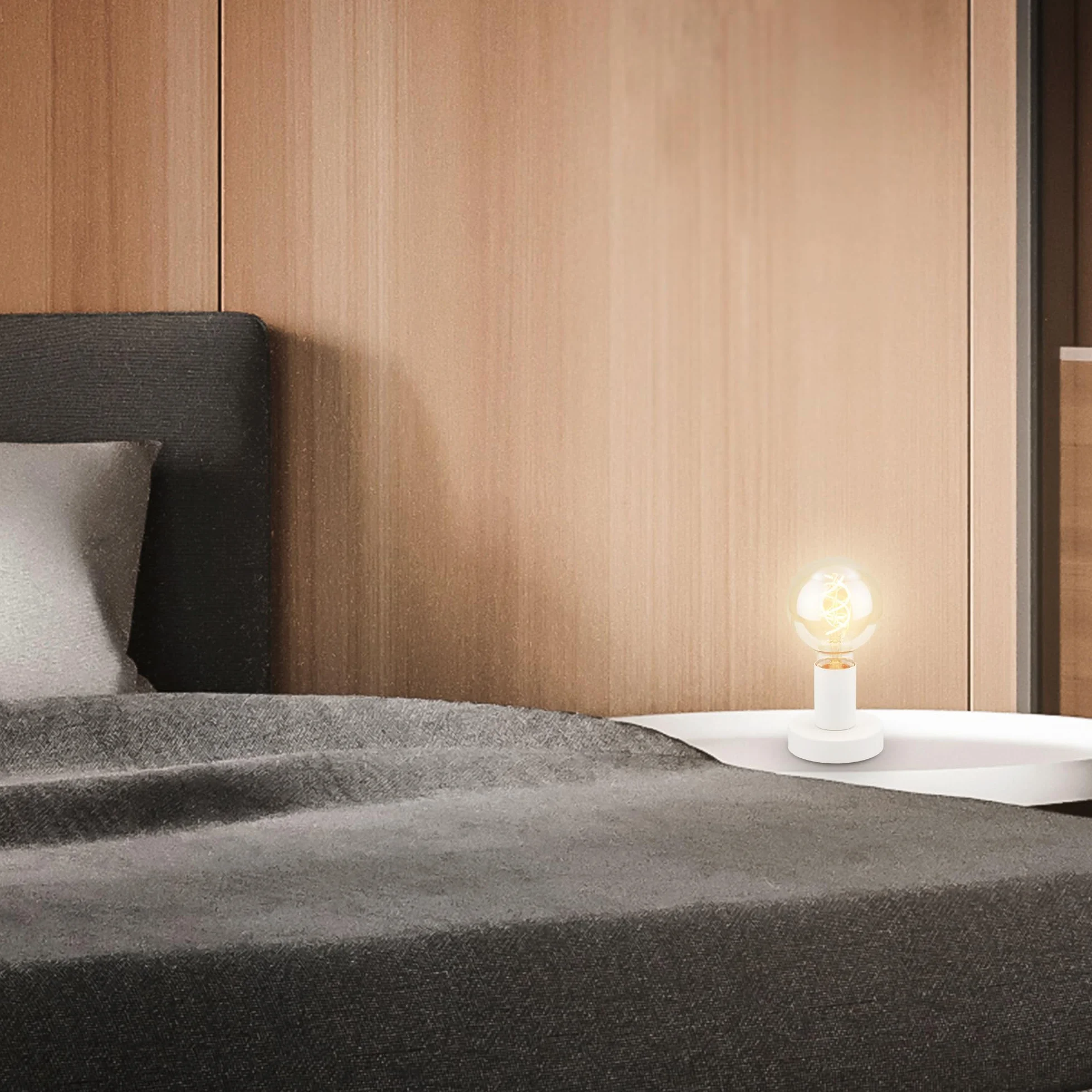 Briloner Leuchten - Lampa stołowa, lampa stołowa, lampka nocna, 1x E27, maks. 10 W, w zestawie przełącznik kablowy, biała, 100x90mm (śr. x wys.)