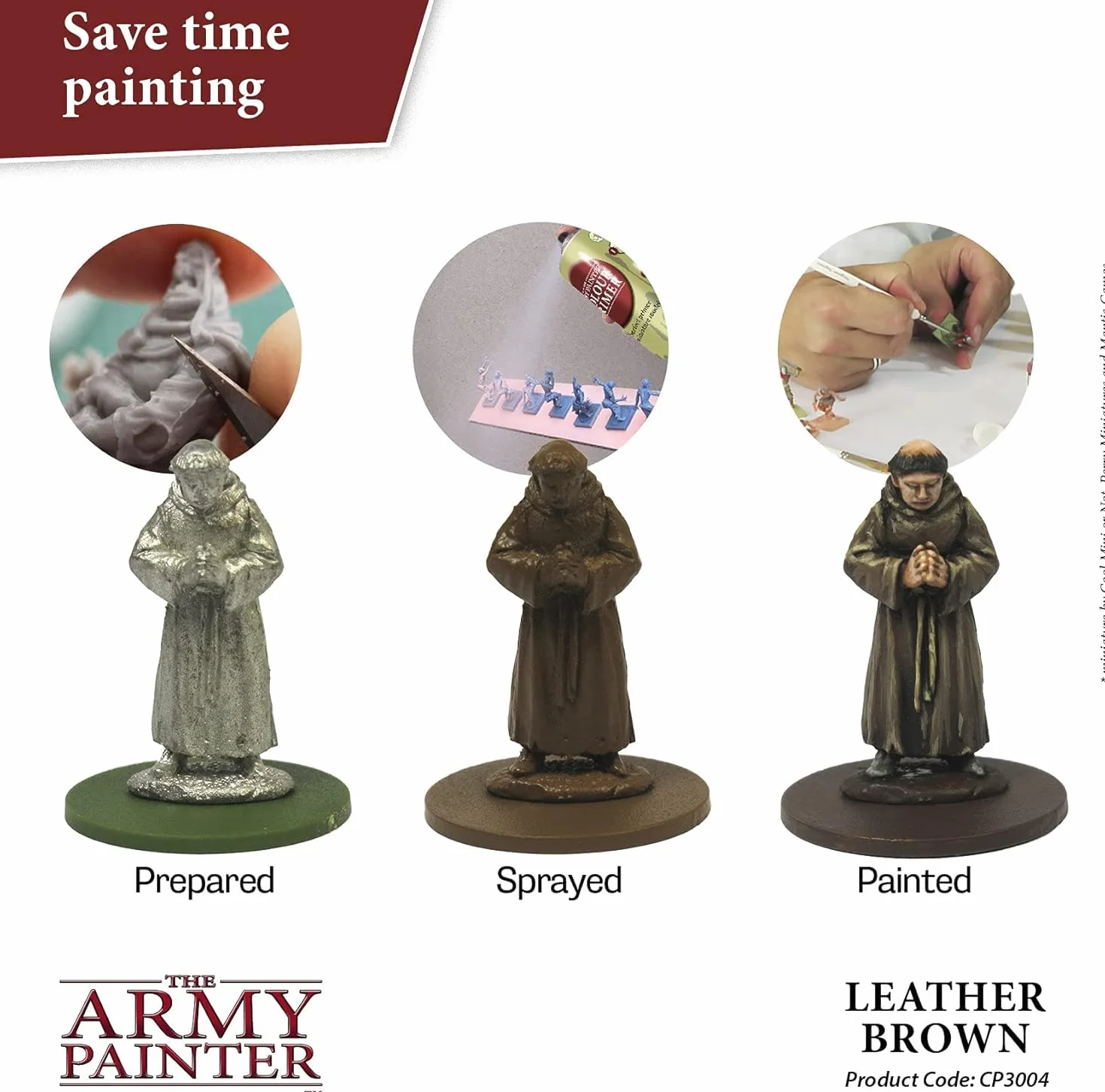 The Army Painter Colour Primer Leather Brown, 400 mL akrylowy spray podkładowy, farba w sprayu do gruntowania figurek, gier fabularnych, planszowych i bitewnych.