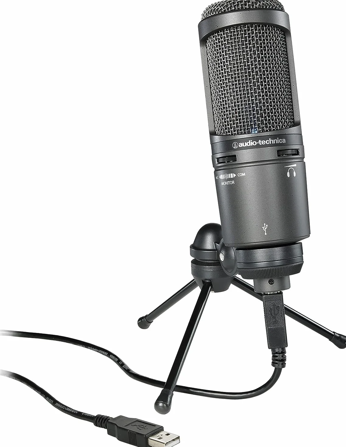 Audio-Technica AT2020USB+ Kardioidalny mikrofon pojemnościowy (połączenie USB) do podkładania głosu, podcastingu, transmisji strumieniowej i nagrywania