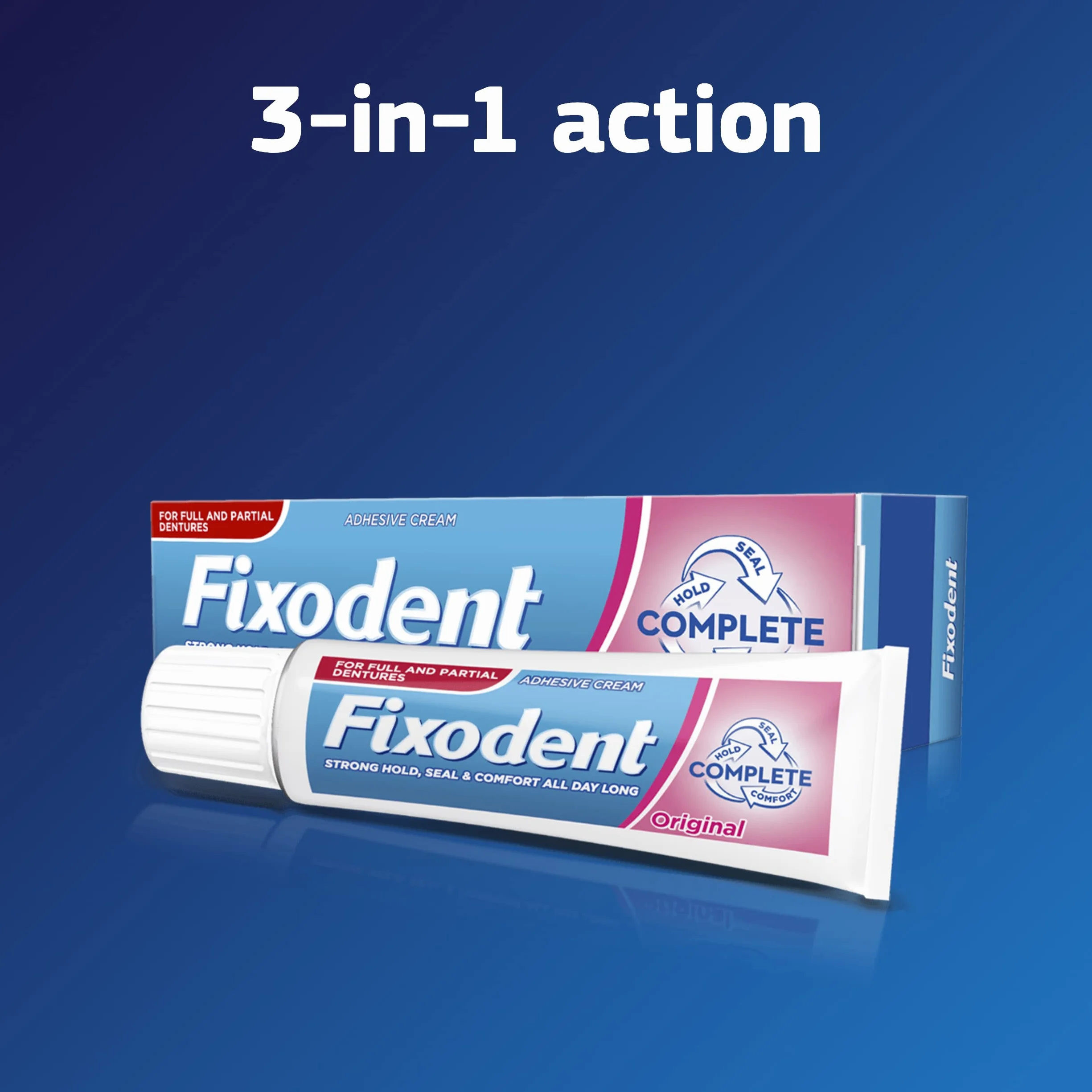 Fixodent Kompletne kleje do protez kremowych, 4 x 40 g, opakowanie oszczędzające, 10 x mocniejsze trzymanie kontra bez kleju, lepszy komfort i uszczelnienie żywnościowe, oryginalny, miętowy