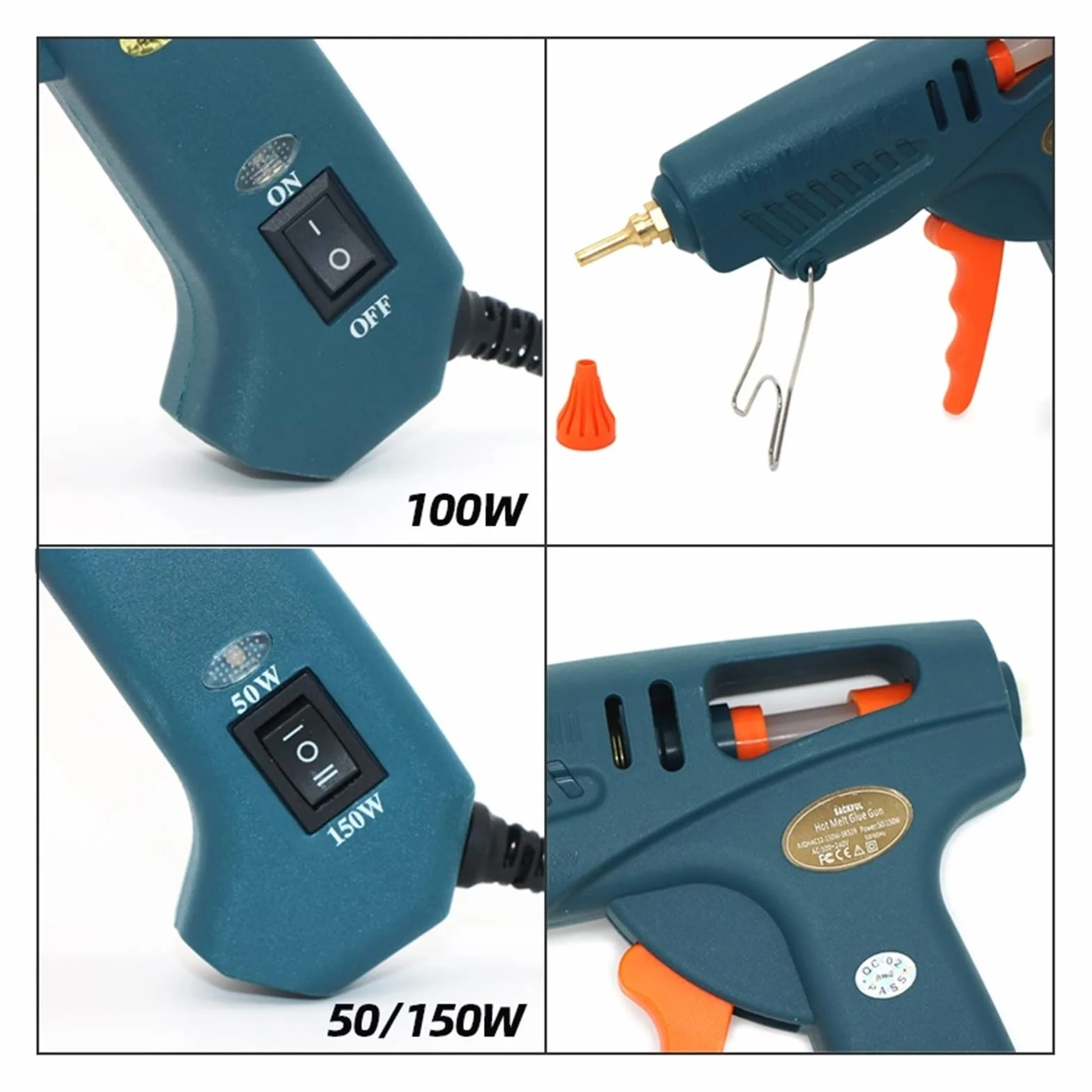 Pistolet do klejenia na gorąco do prac rzemieślnic Pistolet do klejenia na gorąco 50 W/150 W 100 W dysza miedziana do 11mm klej w sztyfcie rękodzieło domowe DIY klej gorący pistolet torba na narzędzia