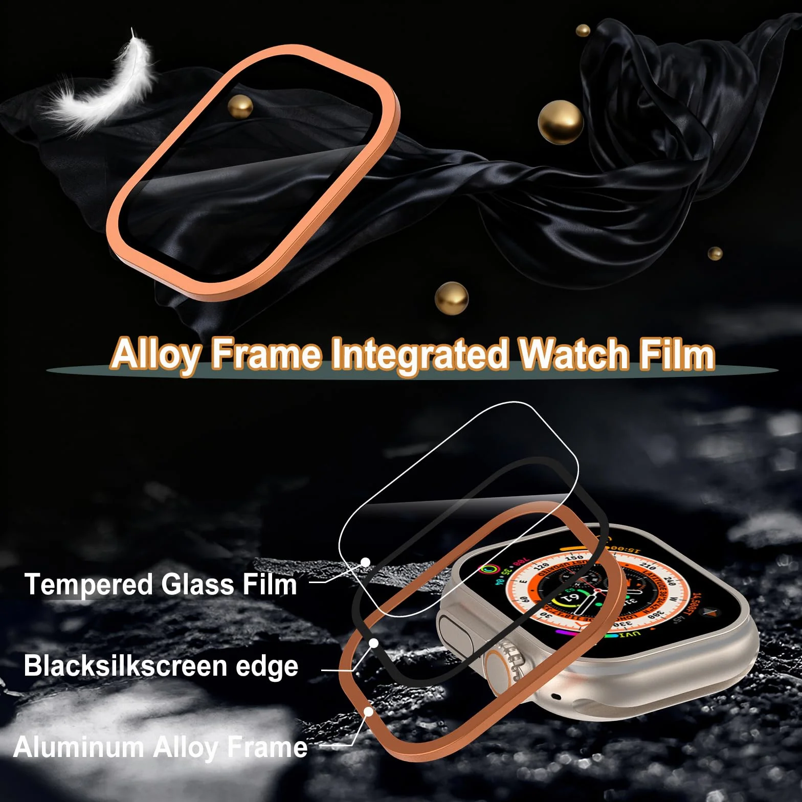 Hianjoo Ochraniacze ekranu kompatybilne z Apple Watch Ultra 3/2/1 49 mm, wysokiej jakości osłona ekranu ze stopu aluminium, kompatybilna z Apple Watch Ultra 2025, 2024, 2023, 3 szt