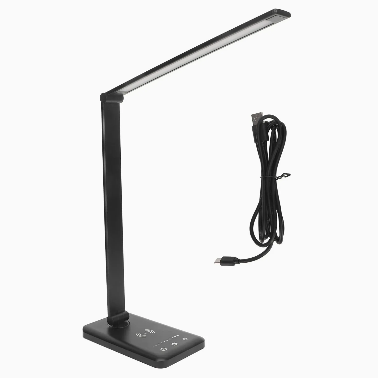 Lampa biurkowa LED YUMILI sterowanie dotykowe regulowany czas 5 biegów 50 sztuk chipy świetlne składana lampa biurkowa z bezprzewodowym ładowaniem