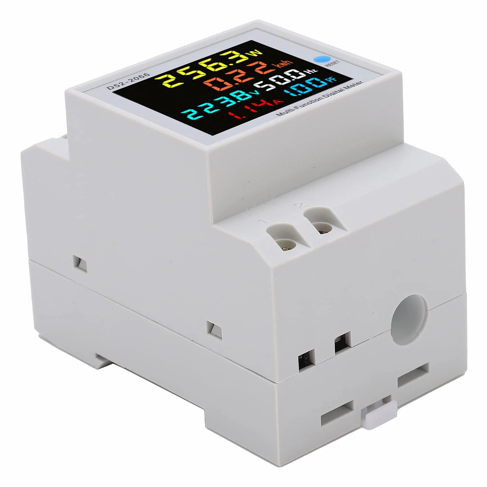D52 2066 Watomierz Kolorowy Ekran LCD Typ Szyny Domowej 220V Inteligentny Jednofazowy Licznik Energii Monitor Zużycia Energii Elektrycznej AC 40 do 300V