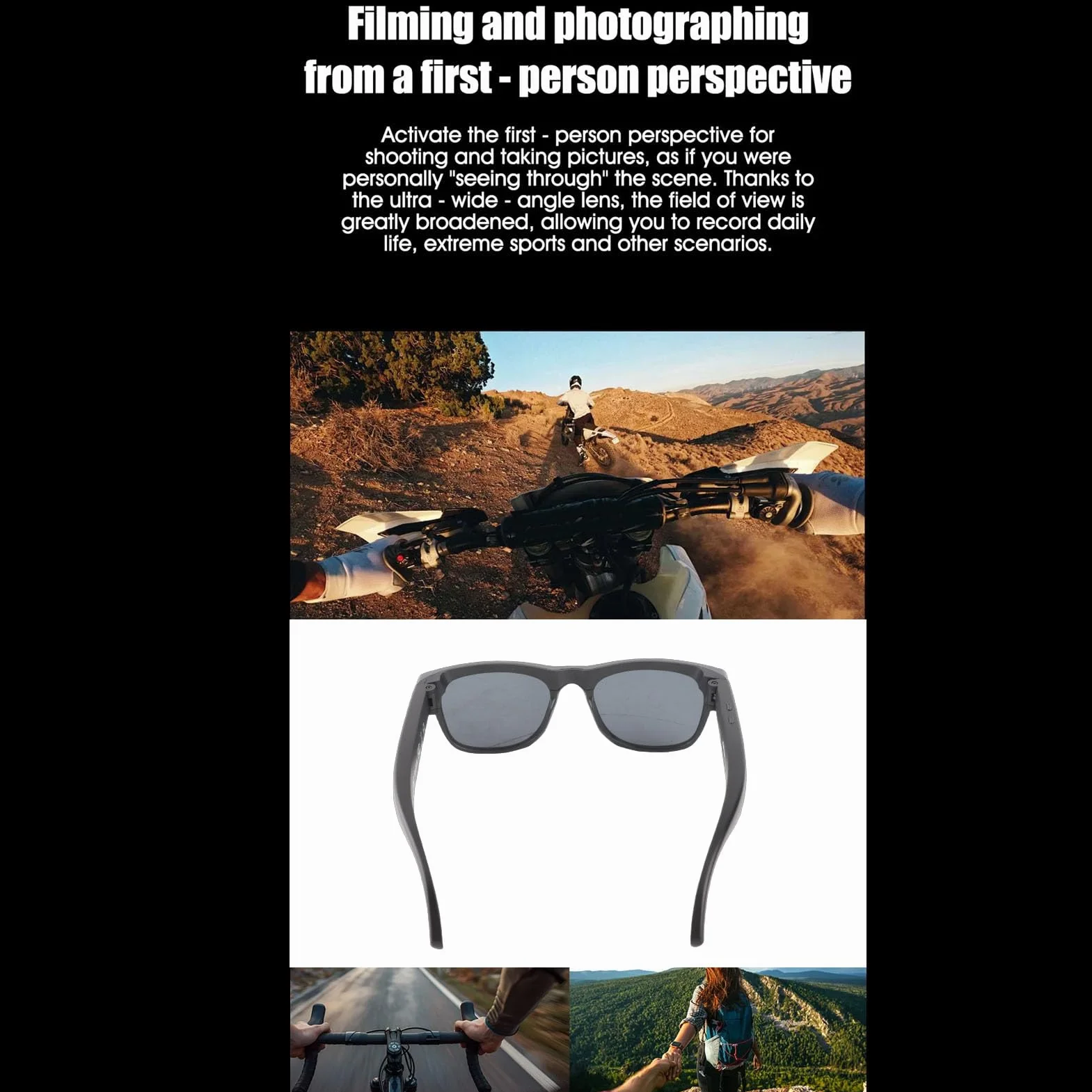 Gugxiom AI Smart Glasses 4K Camera Bluetooth Okulary z AI Asystentem Dźwiękowym do Tłumaczenia w Czasie Rzeczywistym (Czarny)