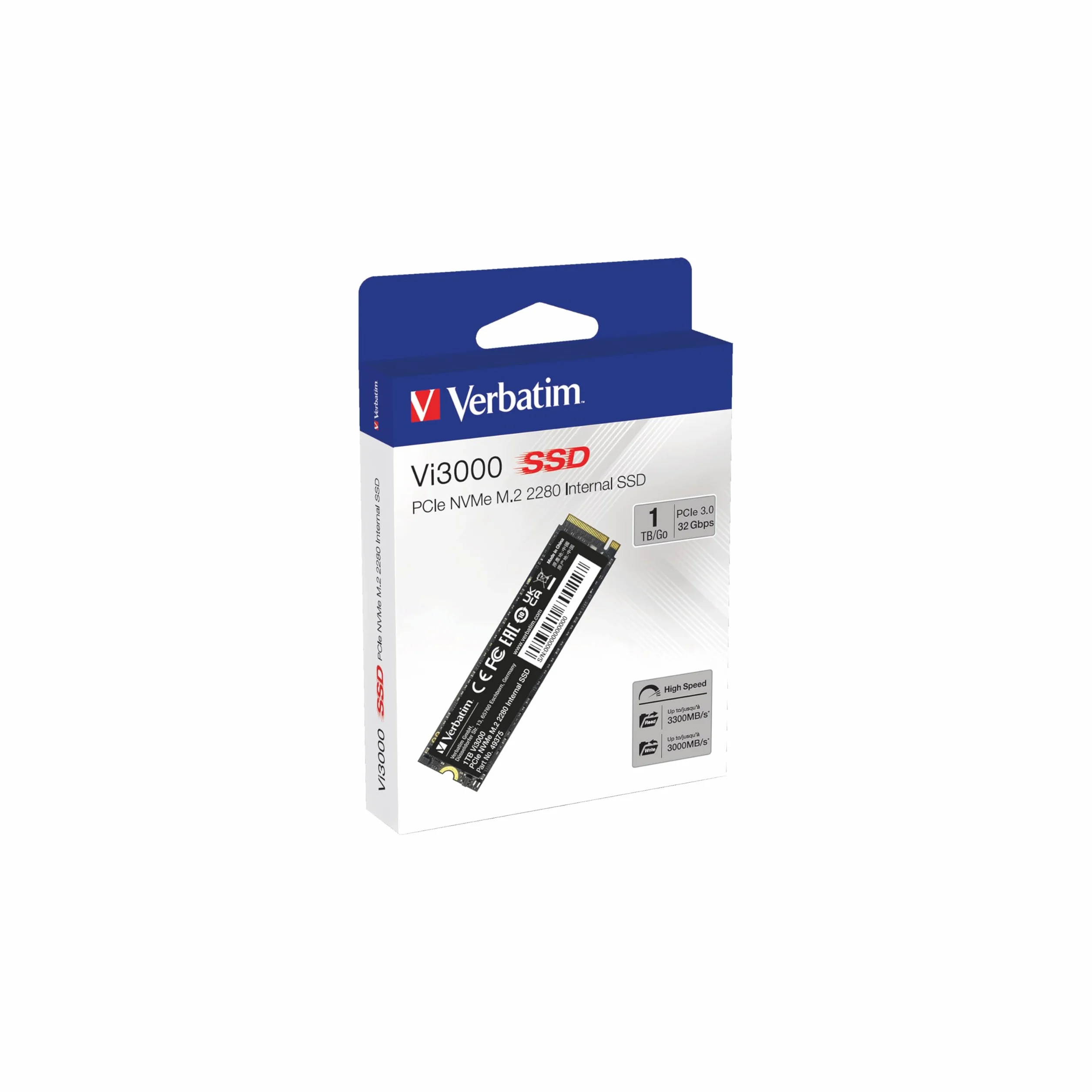 Verbatim Vi3000 NVMe M.2 wewnętrzny dysk SSD 1 TB PCIe Gen 3 czarny