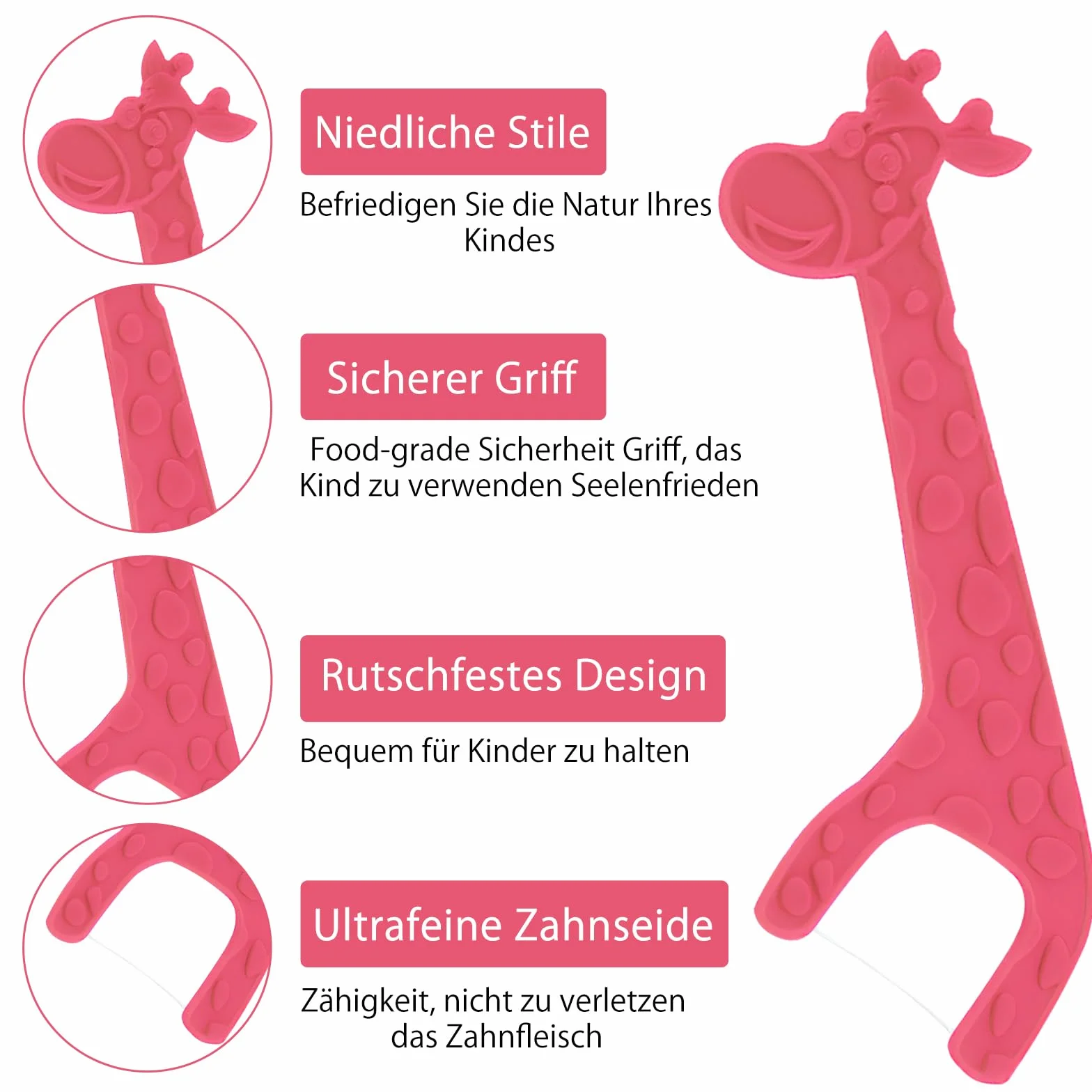 160 sztuk nici dentystycznych dla dzieci, patyczki z nicią dentystyczną, do wąskich przestrzeni między zębami, uchwyt to żyrafa w 4 kolorach, niewoskowana nić dentystyczna, antypoślizgowa, 4