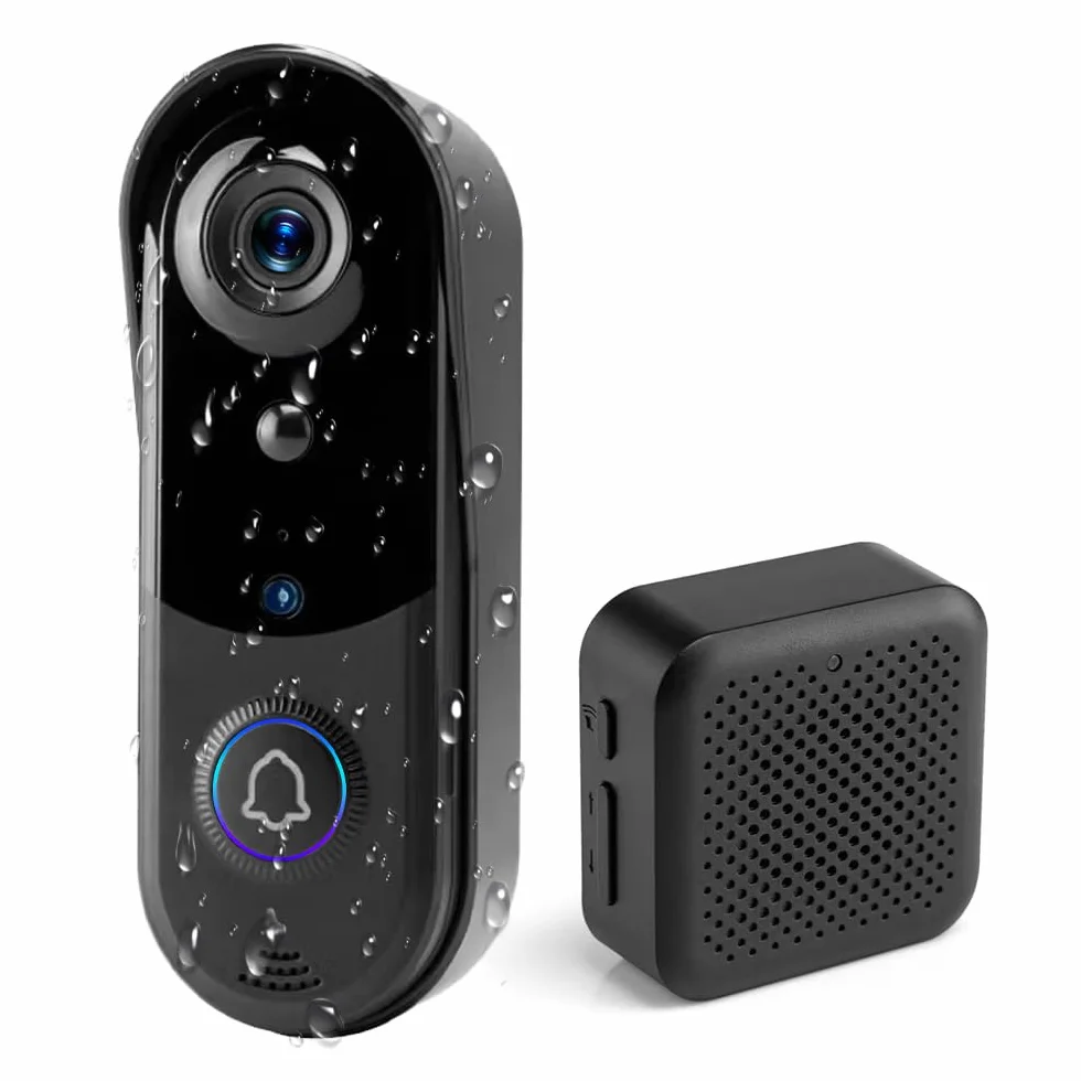 TKSTAR Smart HD 1080p kamera do drzwi wejściowych 2,4 GHz, bezprzewodowa, za pomocą aplikacji, Wi-Fi, 2-drożna komunikacja, wykrywanie ruchu, monitoring, karta pamięci, widoczność w nocy